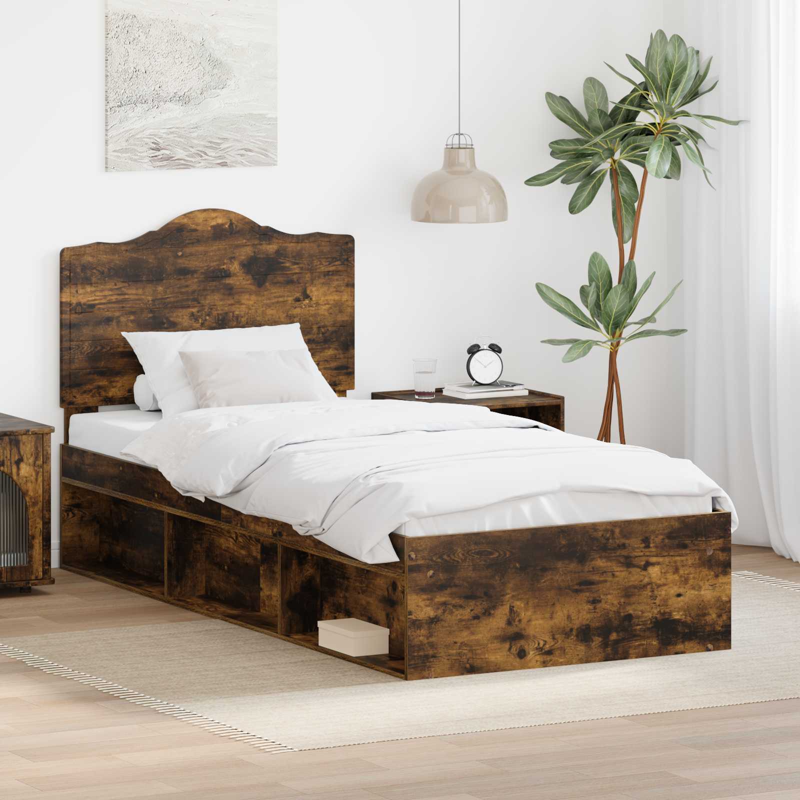 vidaXL Bedframe met hoofdeinde Wit 200 x 200 cm Massief grenenhout