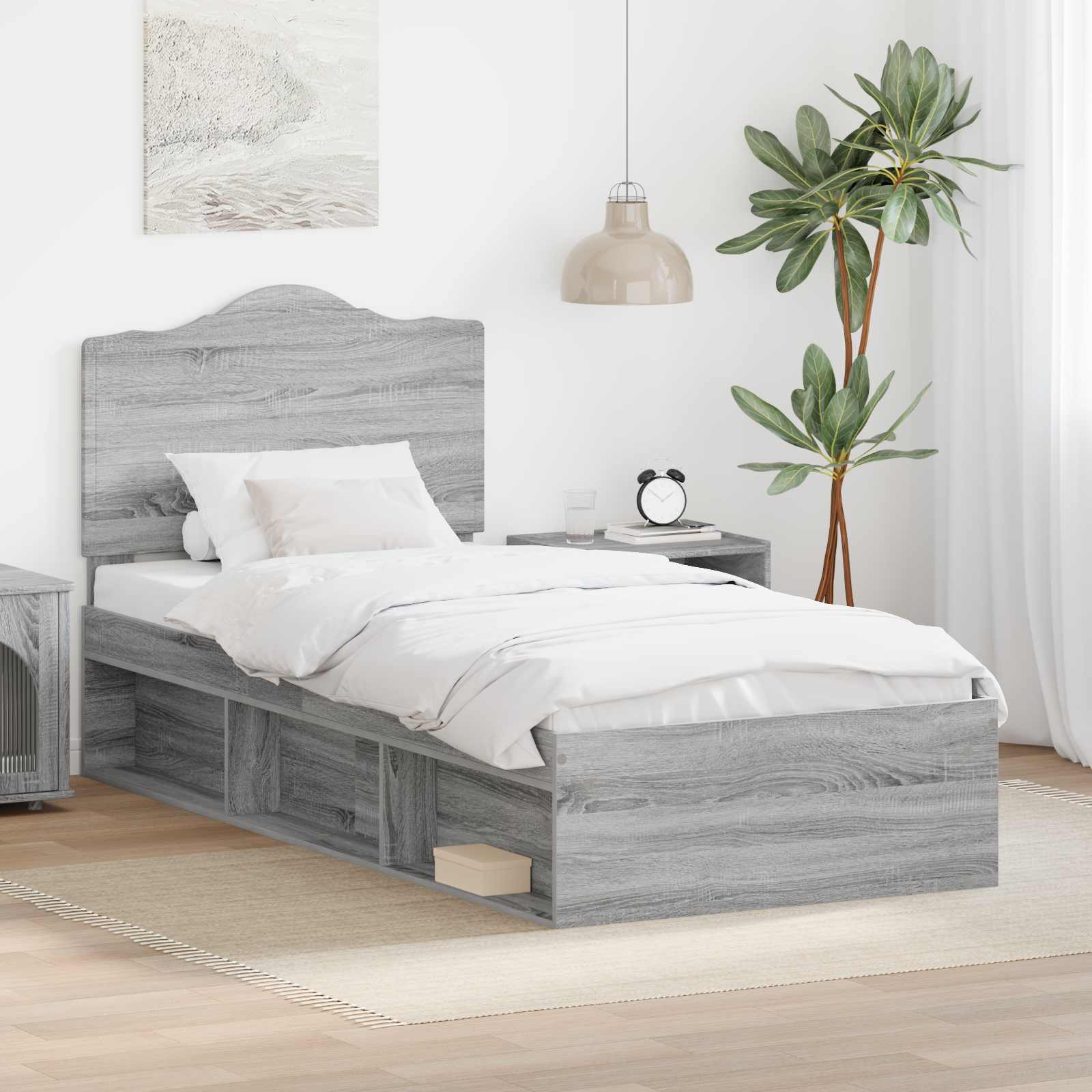 vidaXL Bedframe met hoofdeinde Wit 200 x 200 cm Massief grenenhout