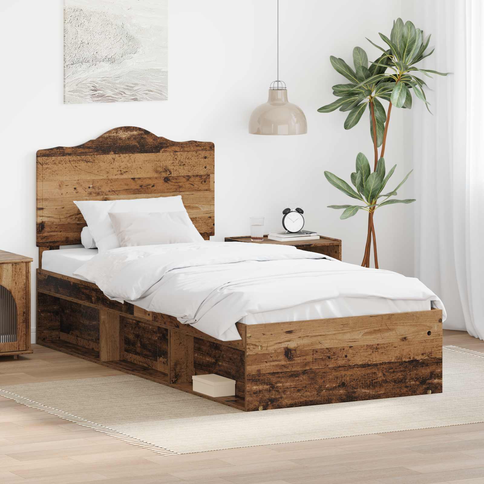 vidaXL Bedframe met hoofdeinde Wit 200 x 200 cm Massief grenenhout