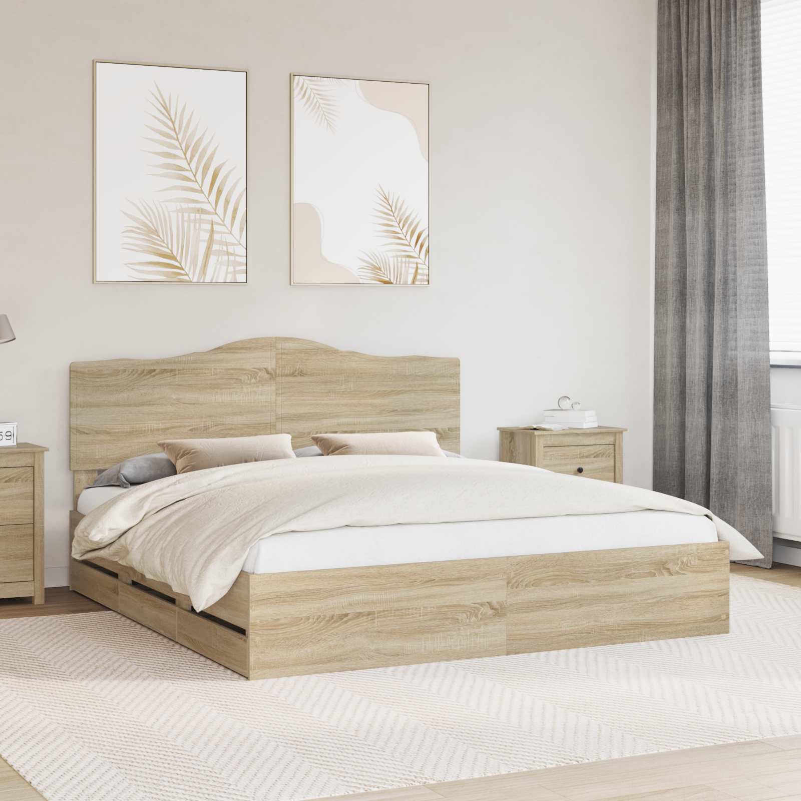 vidaXL Bedframe met lade met opslag Wit 200 x 200 cm Ingenieurshout