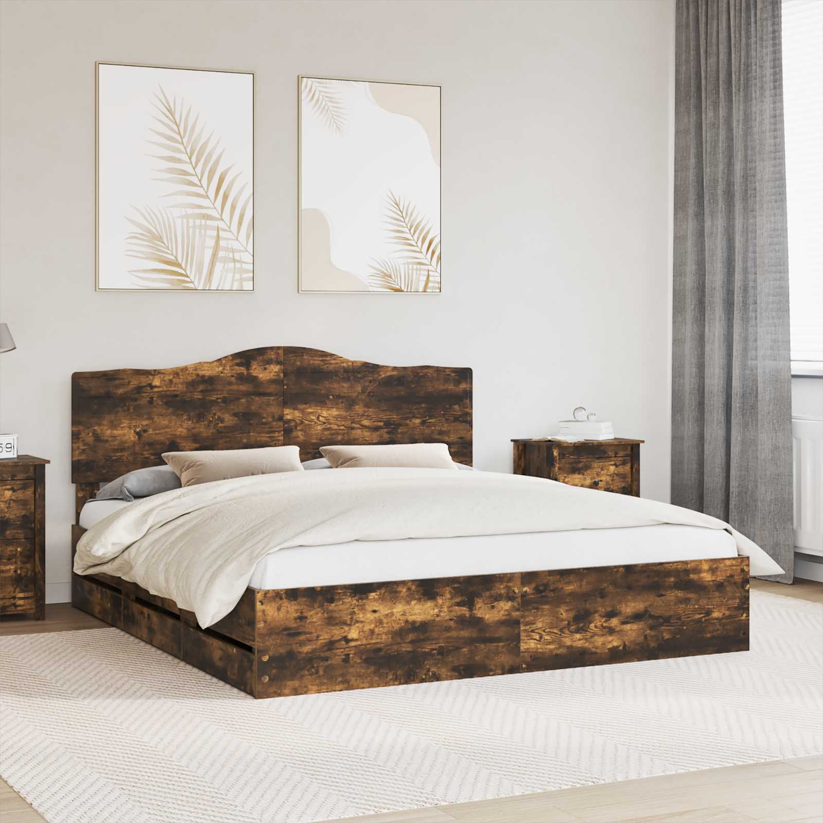 vidaXL Bedframe met lade met opslag Wit 200 x 200 cm Ingenieurshout
