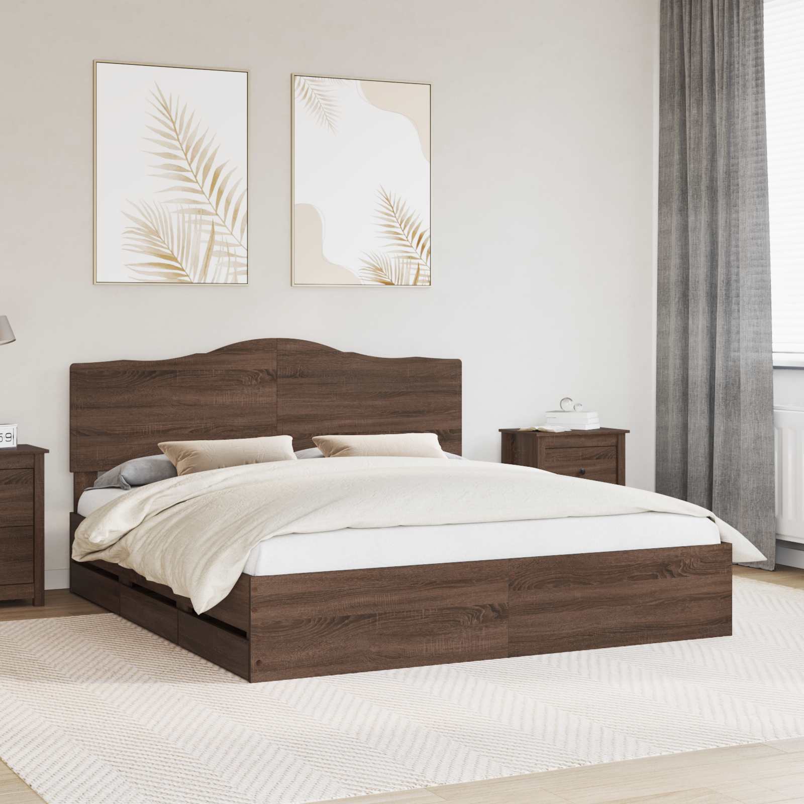 vidaXL Bedframe met lade met opslag Wit 200 x 200 cm Ingenieurshout