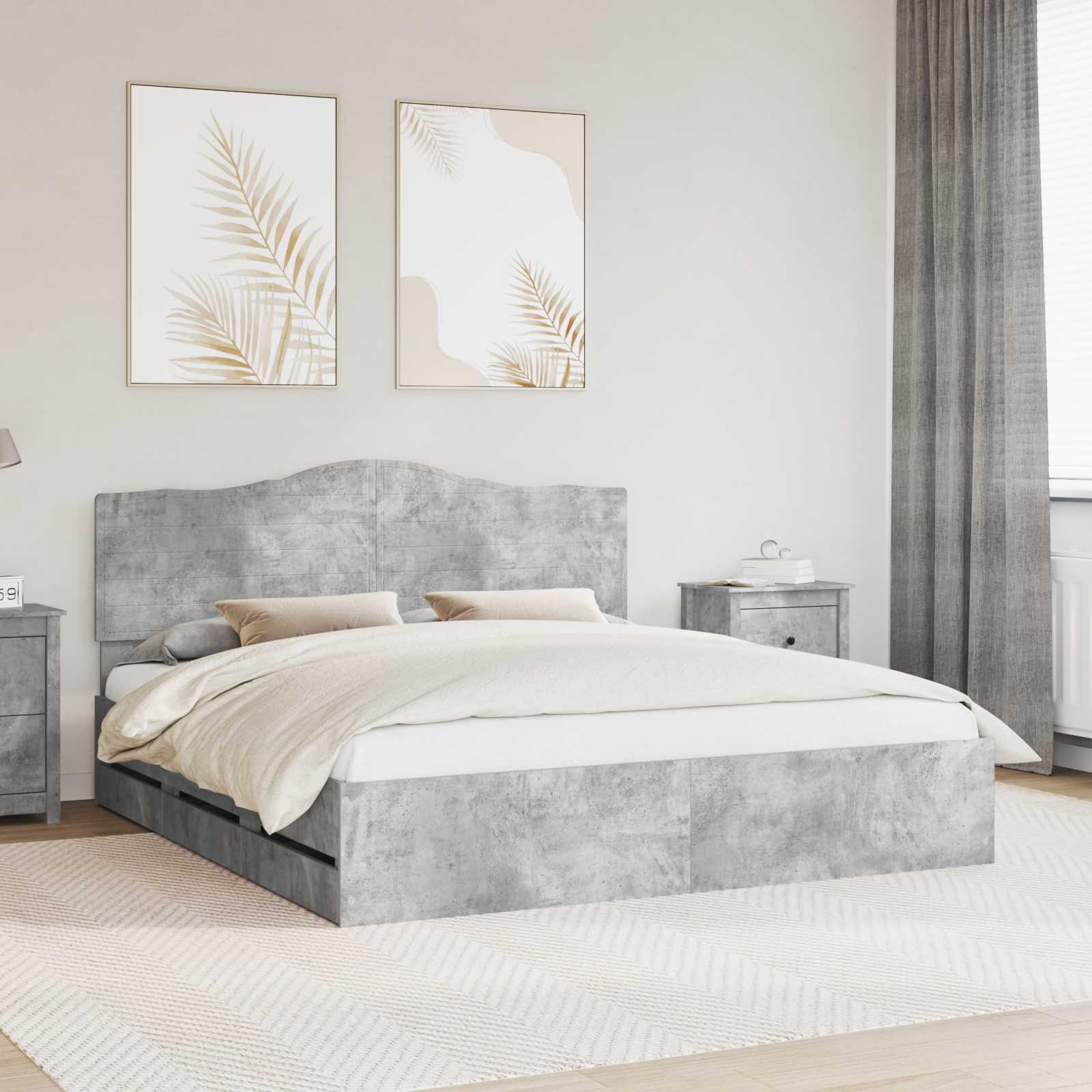 vidaXL Bedframe met lade met opslag Wit 200 x 200 cm Ingenieurshout