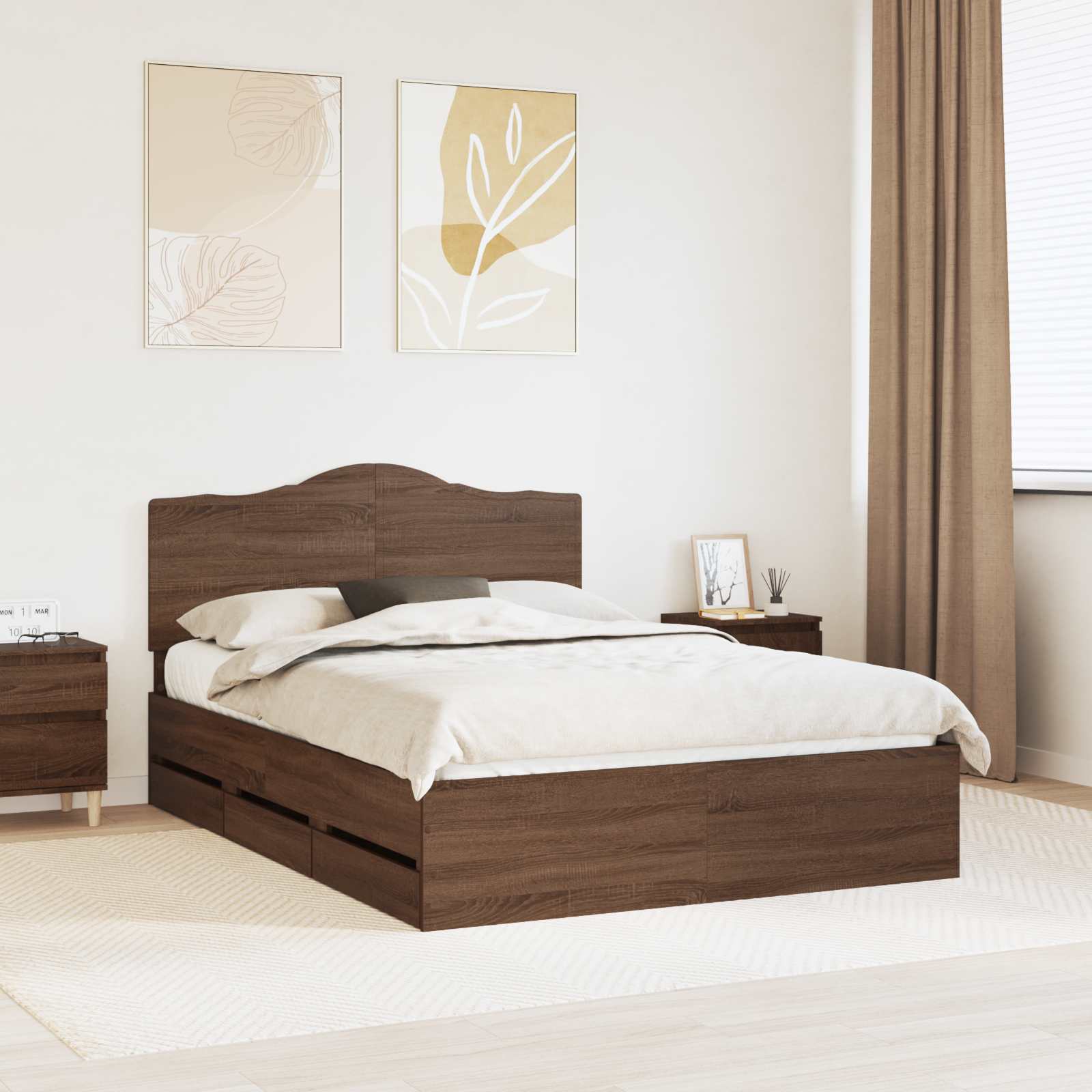vidaXL Bedframe met lade met opslag Wit 200 x 200 cm Ingenieurshout