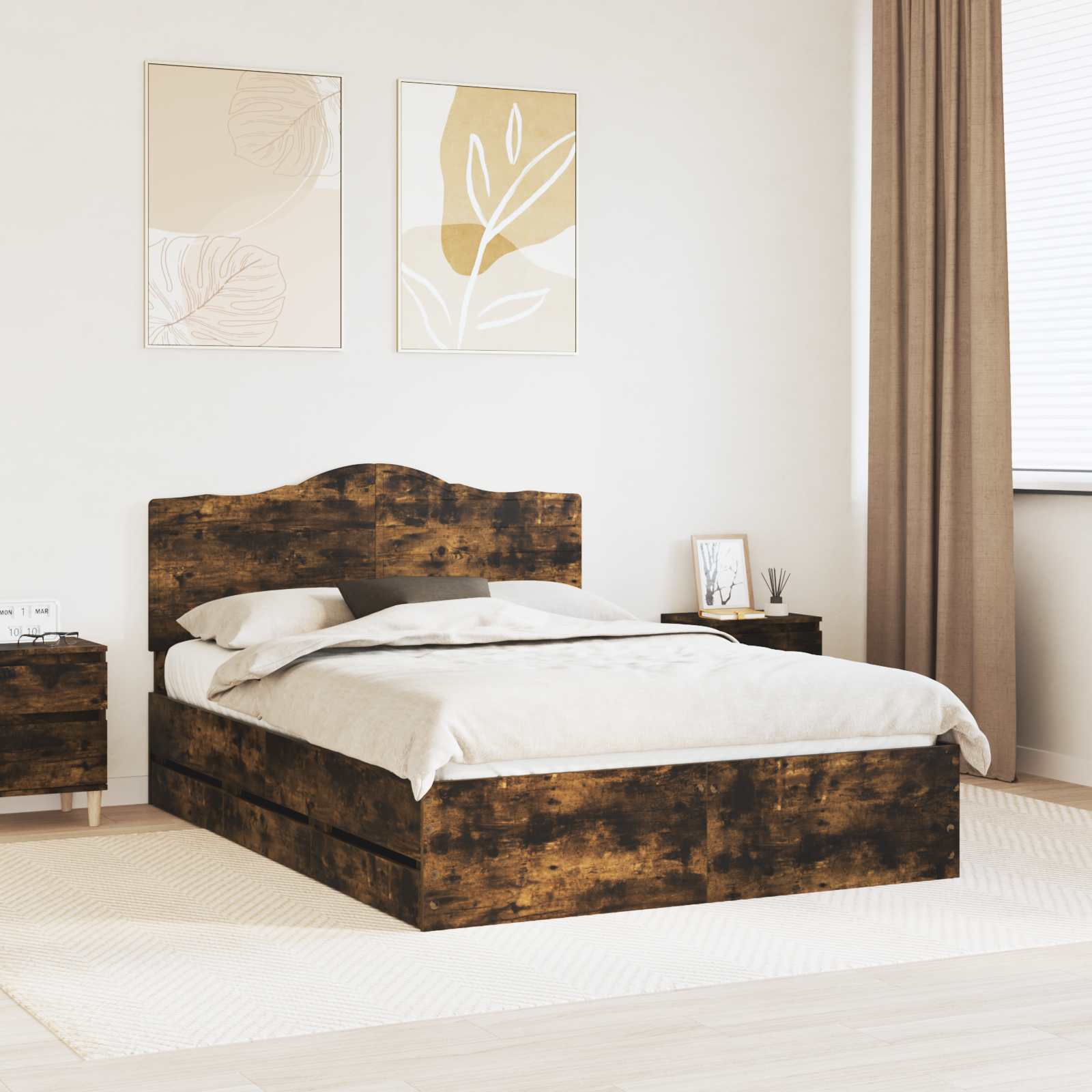 vidaXL Bedframe met lade met opslag Wit 200 x 200 cm Ingenieurshout