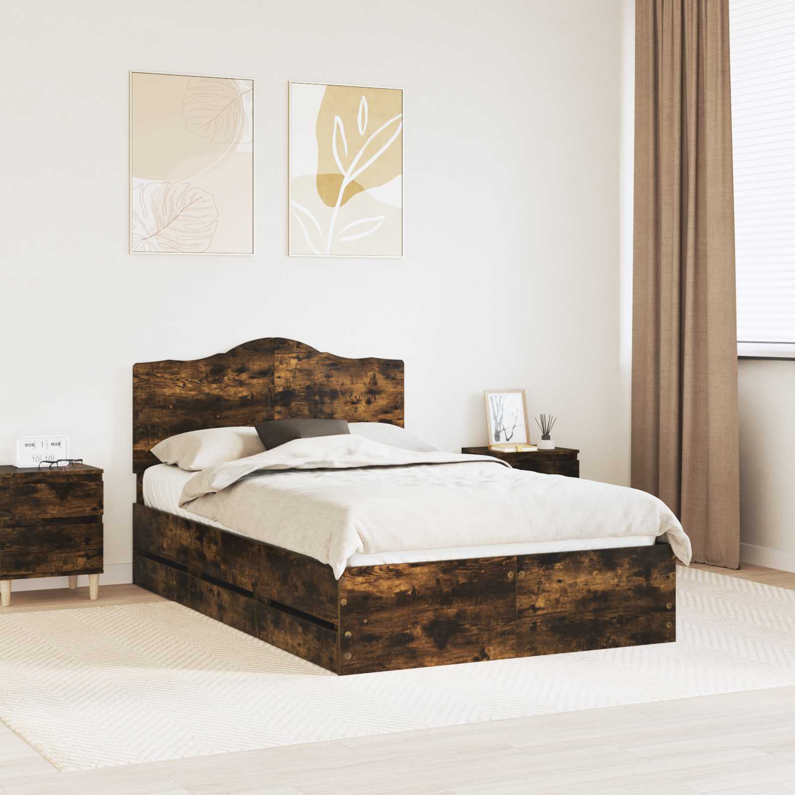 vidaXL Bedframe met lade met opslag Wit 200 x 200 cm Ingenieurshout