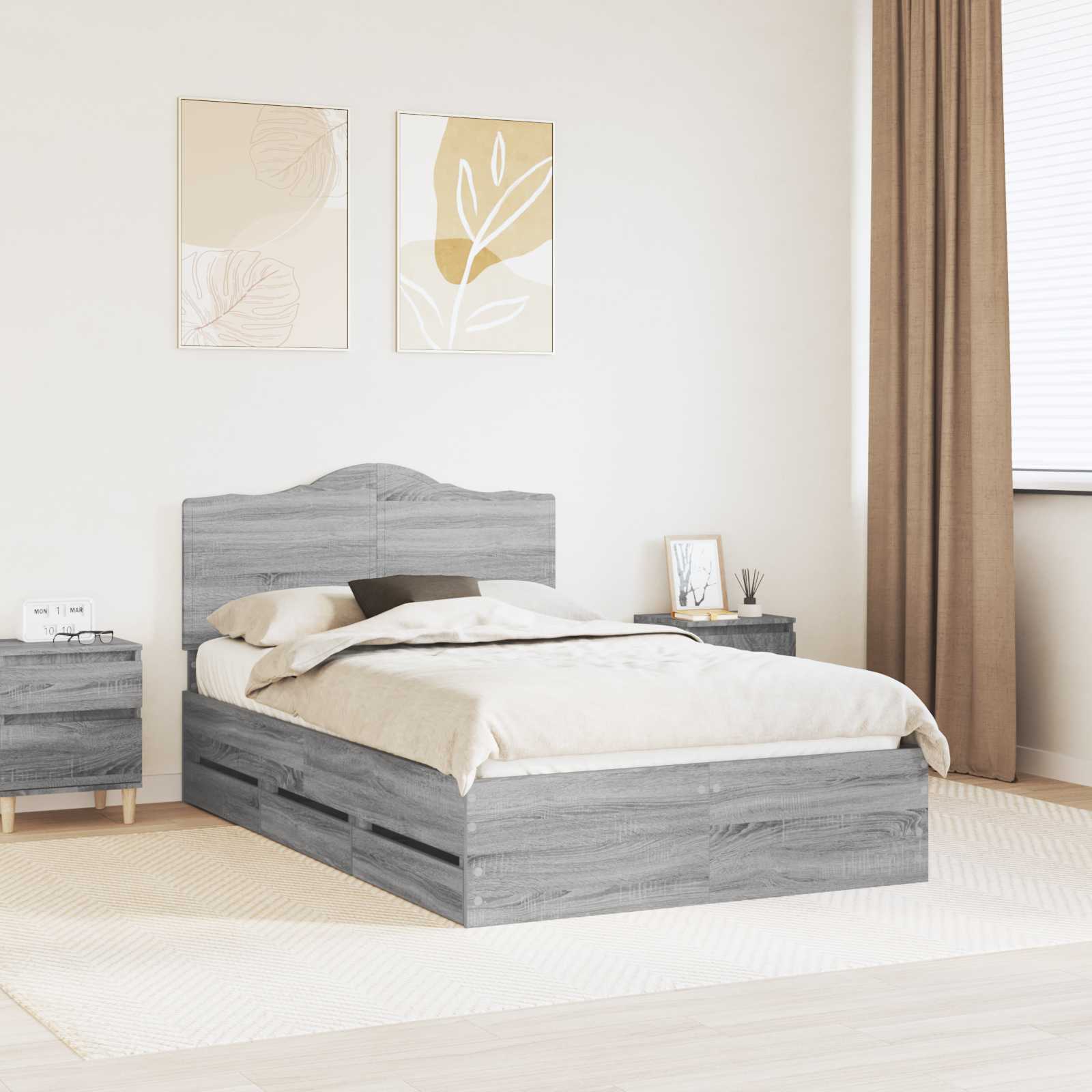 vidaXL Bedframe met lade met opslag Wit 200 x 200 cm Ingenieurshout