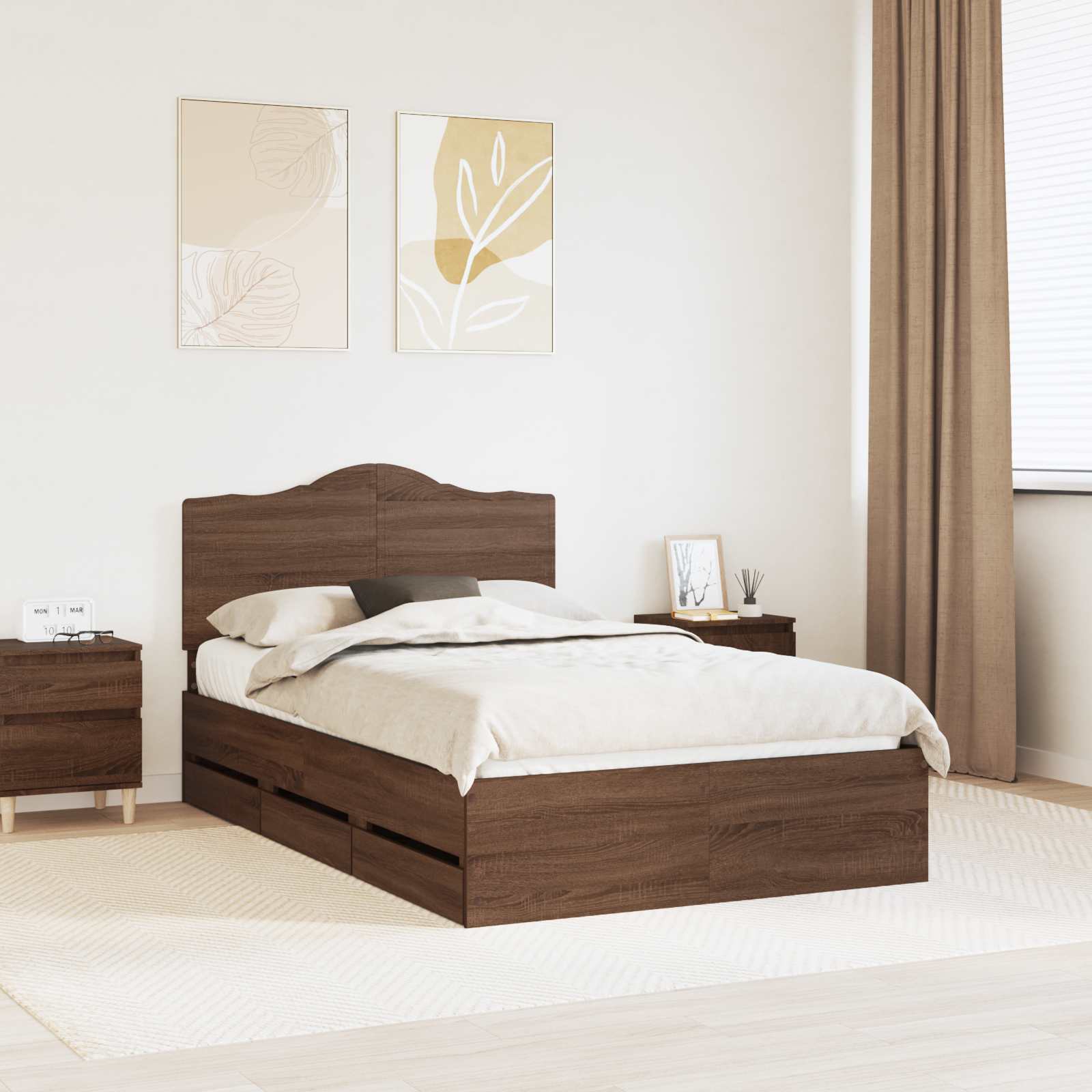 vidaXL Bedframe met lade met opslag Wit 200 x 200 cm Ingenieurshout