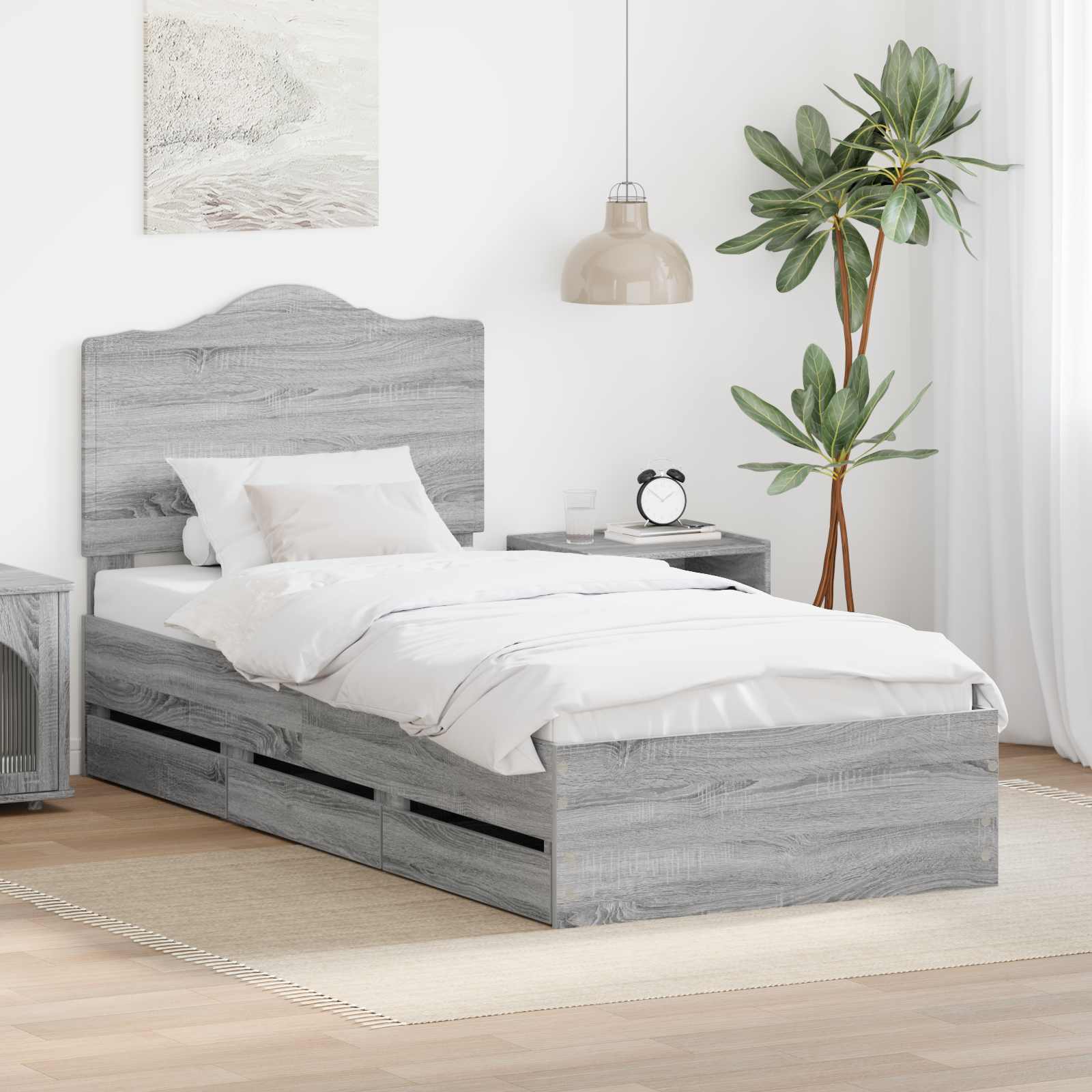 vidaXL Bedframe met lade met opslag Wit 200 x 200 cm Ingenieurshout