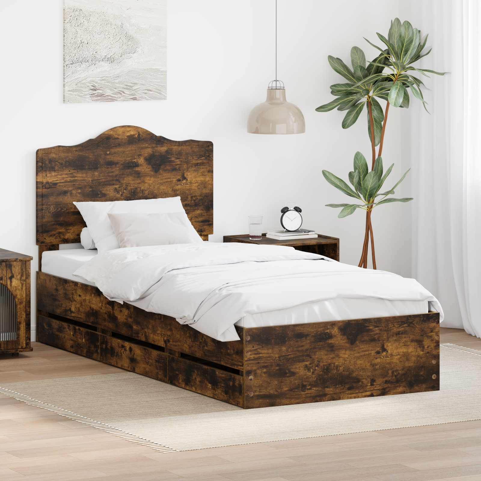 vidaXL Bedframe met lade met opslag Wit 200 x 200 cm Ingenieurshout