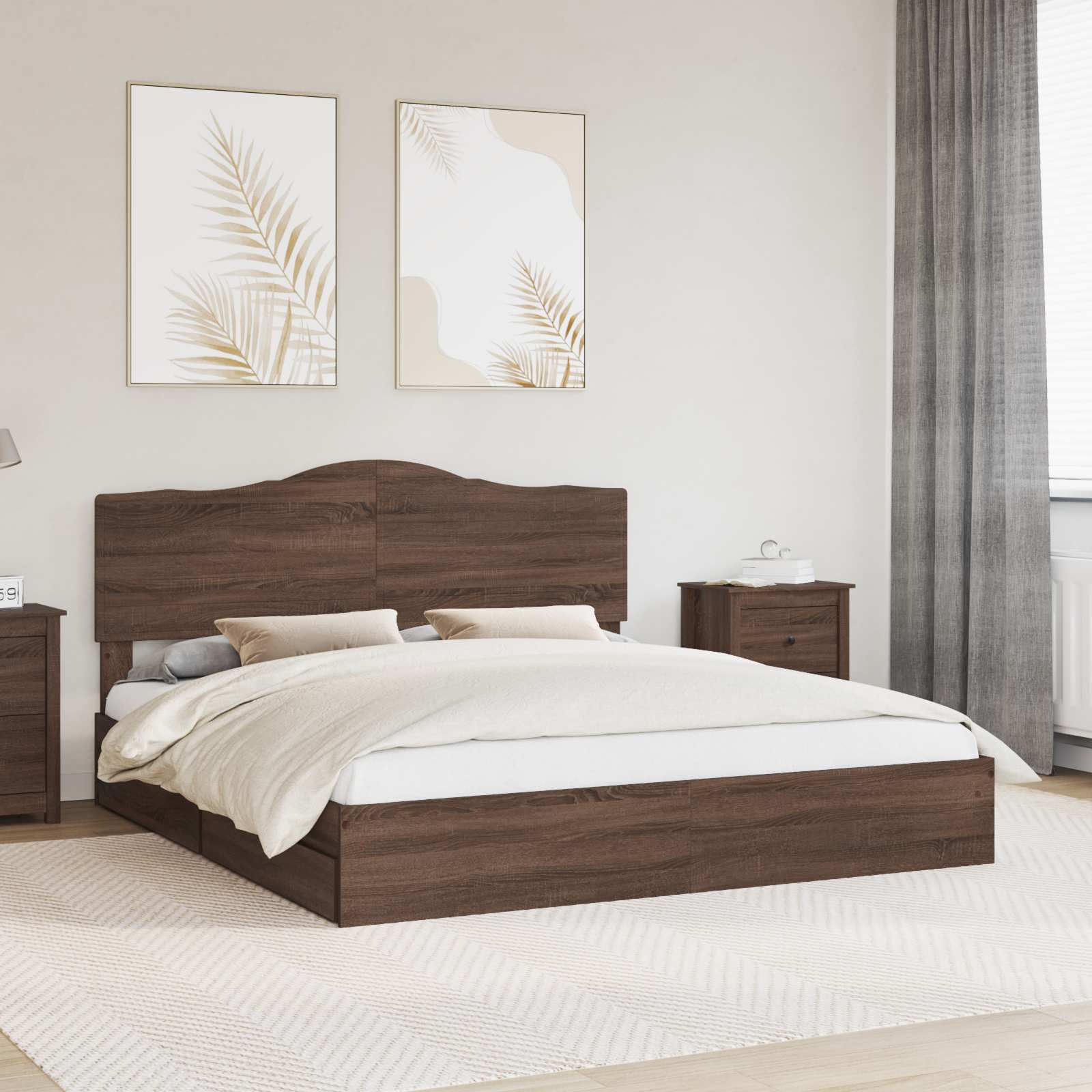 vidaXL Bedframe met lade met hoofdeinde Wit 200 x 200 cm Bewerkt hout