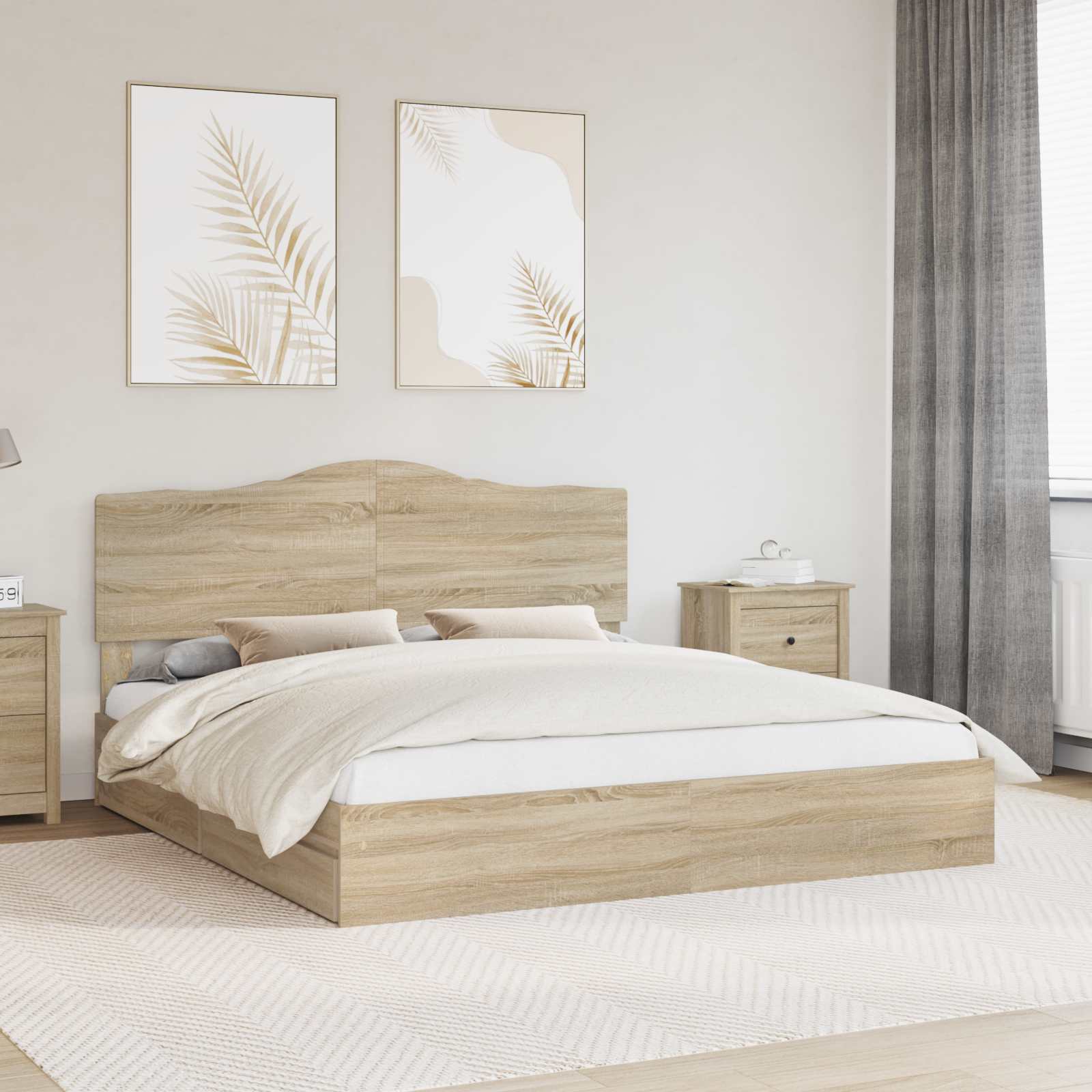 vidaXL Bedframe met lade met hoofdeinde Wit 200 x 200 cm Bewerkt hout