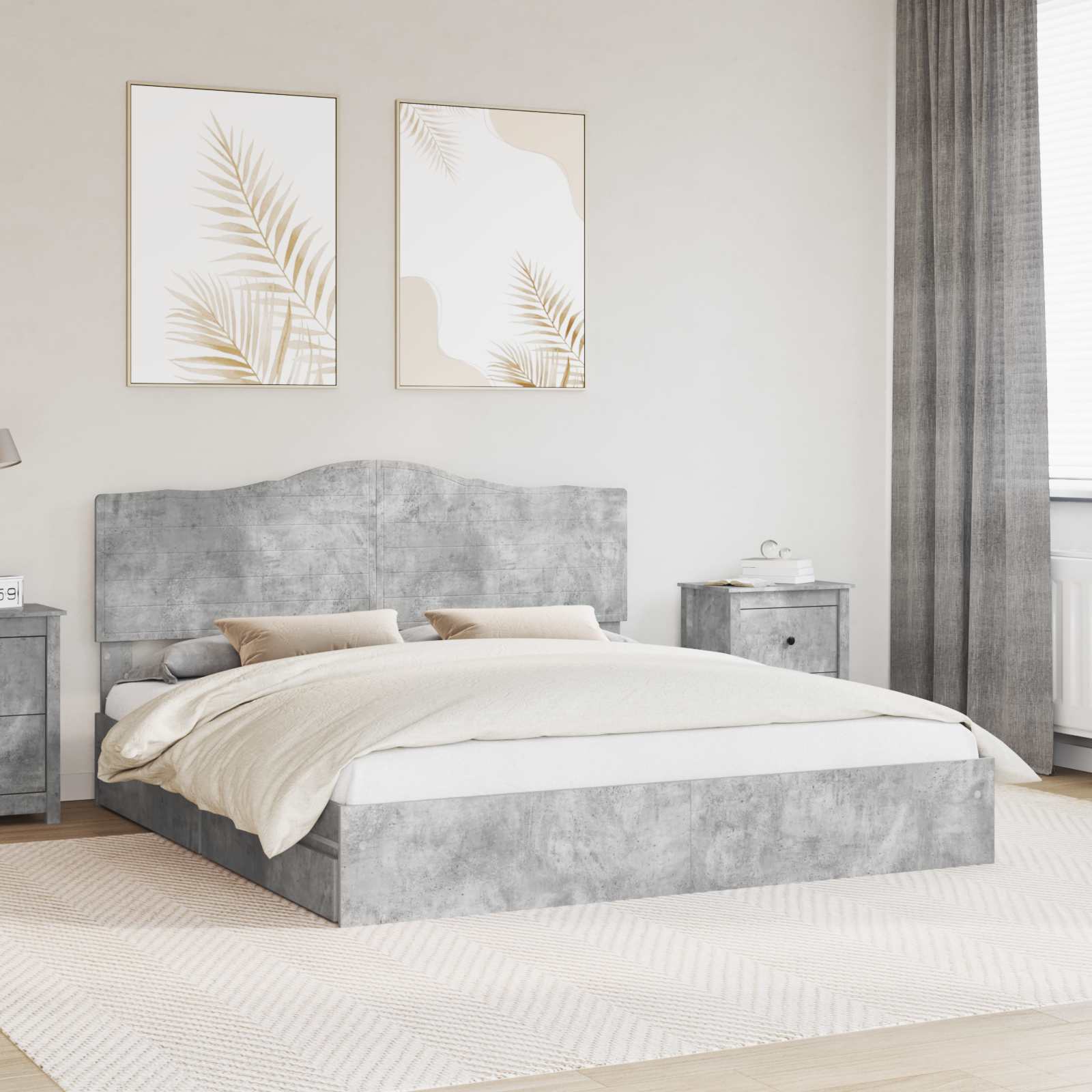 vidaXL Bedframe met lade met hoofdeinde Wit 200 x 200 cm Bewerkt hout