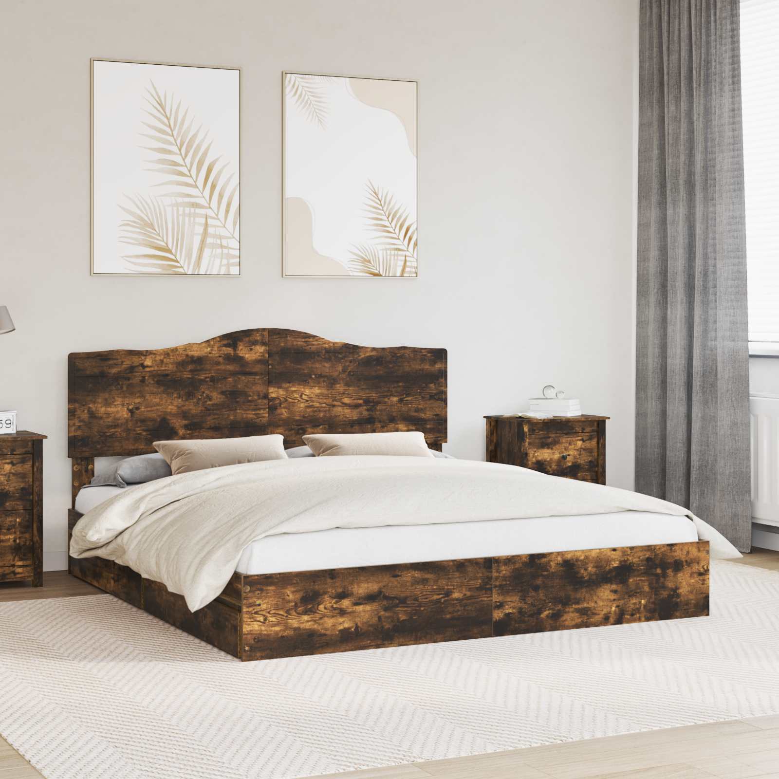 vidaXL Bedframe met lade met hoofdeinde Wit 200 x 200 cm Bewerkt hout