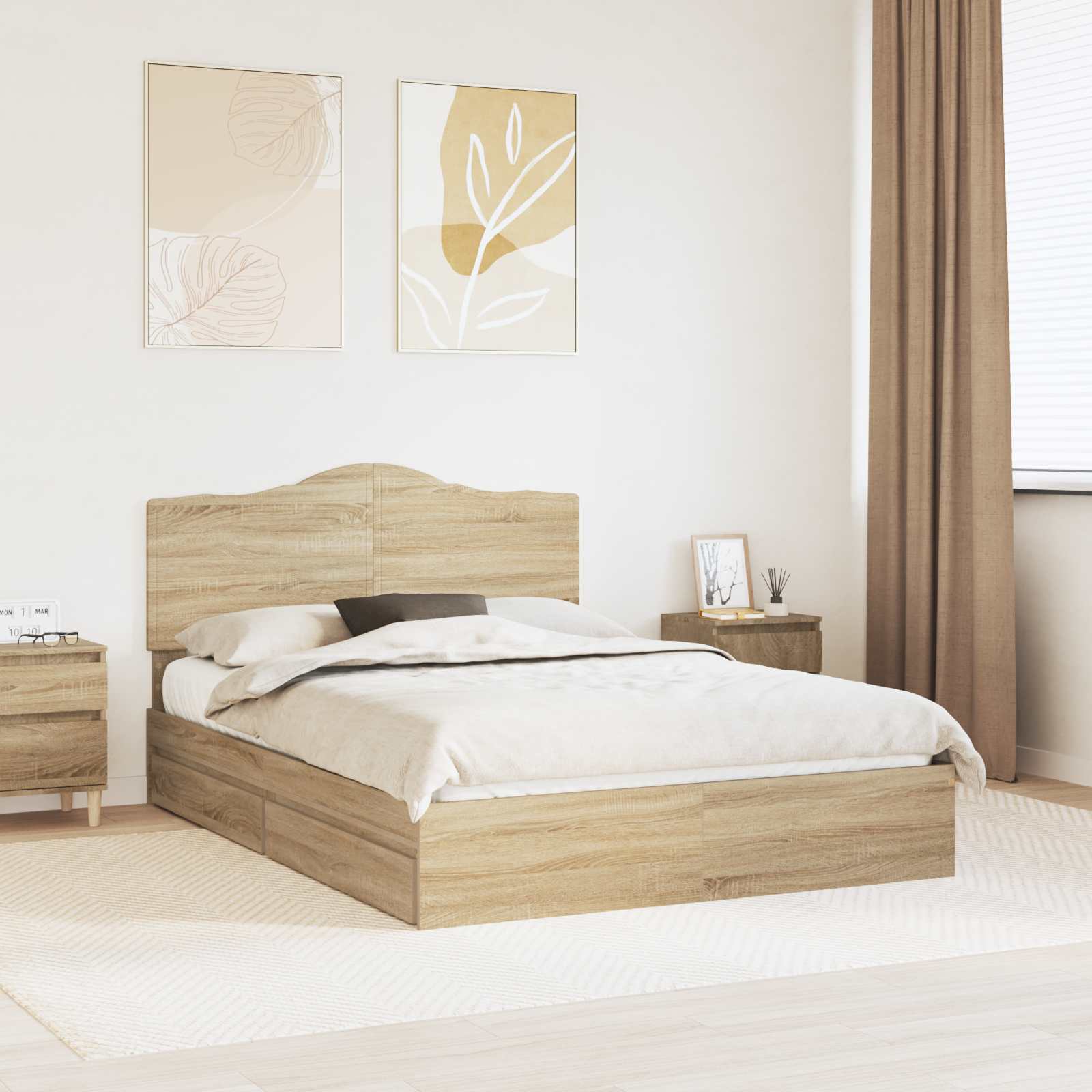 vidaXL Bedframe met lade met hoofdeinde Wit 200 x 200 cm Bewerkt hout