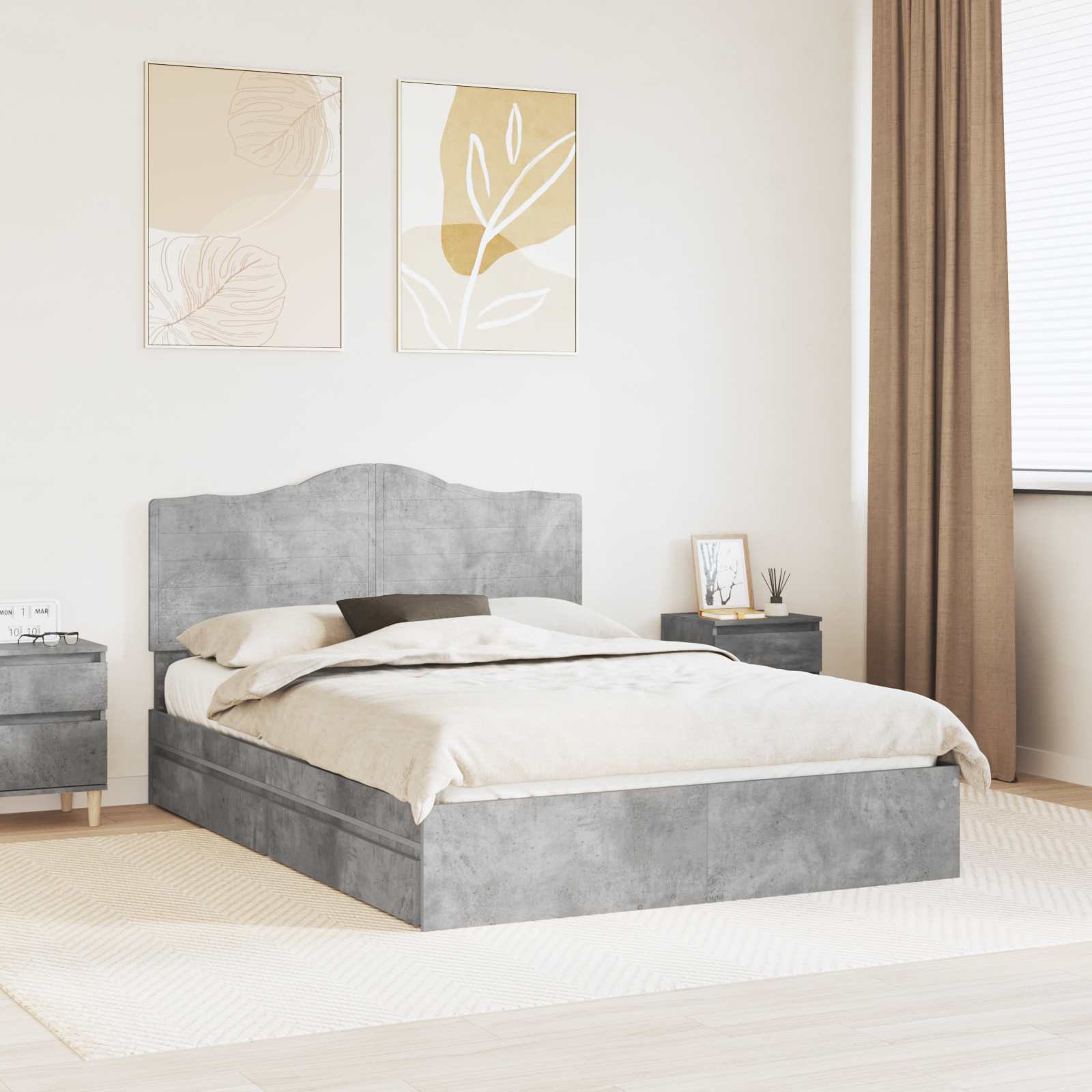 vidaXL Bedframe met lade met hoofdeinde Wit 200 x 200 cm Bewerkt hout