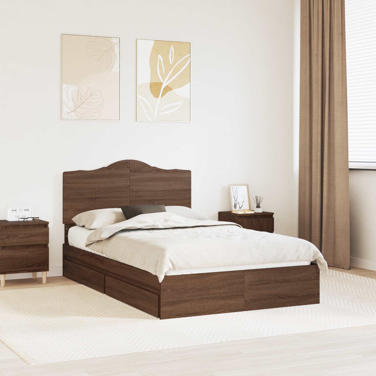 vidaXL Bedframe met lade met hoofdeinde Wit 200 x 200 cm Bewerkt hout