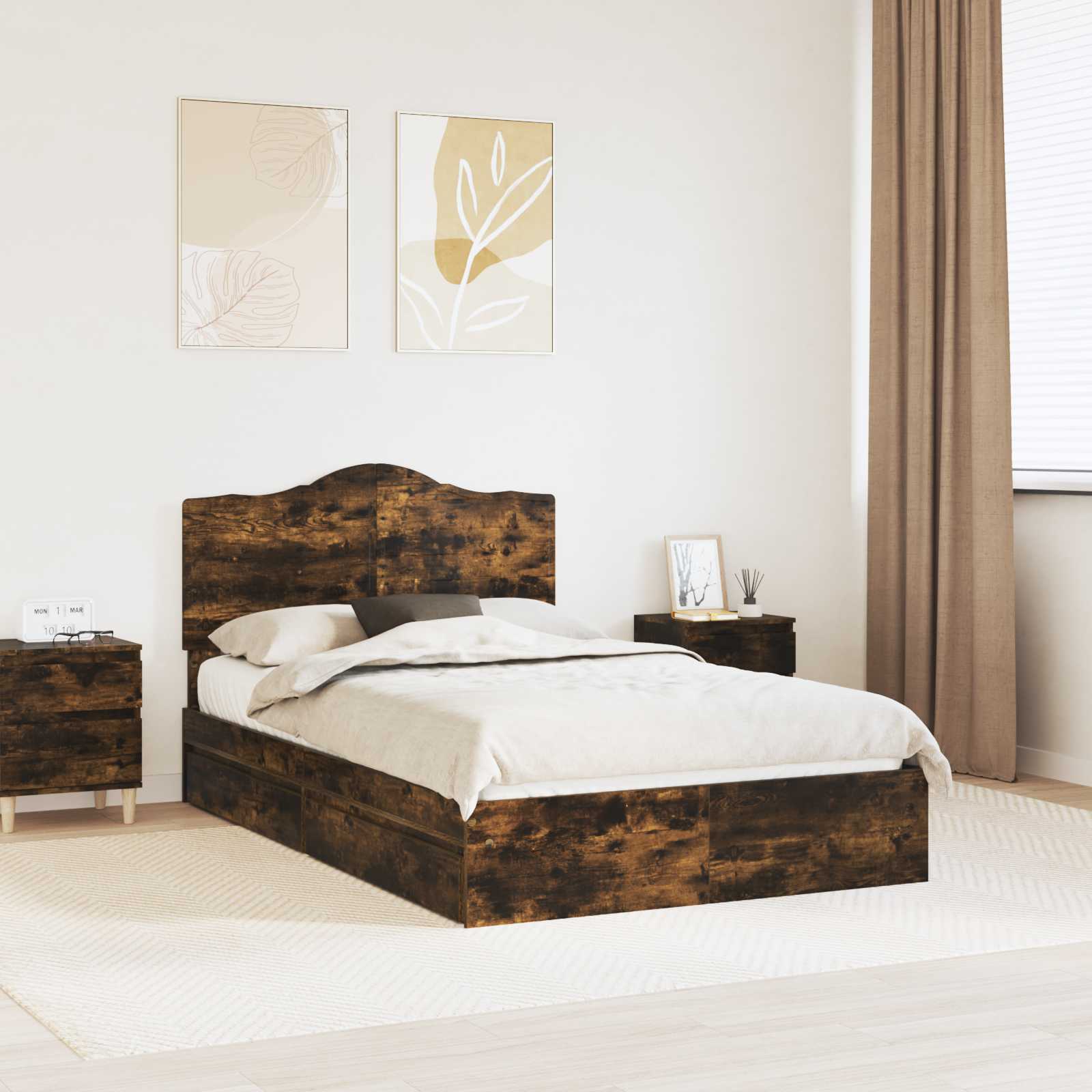 vidaXL Bedframe met lade met hoofdeinde Wit 200 x 200 cm Bewerkt hout