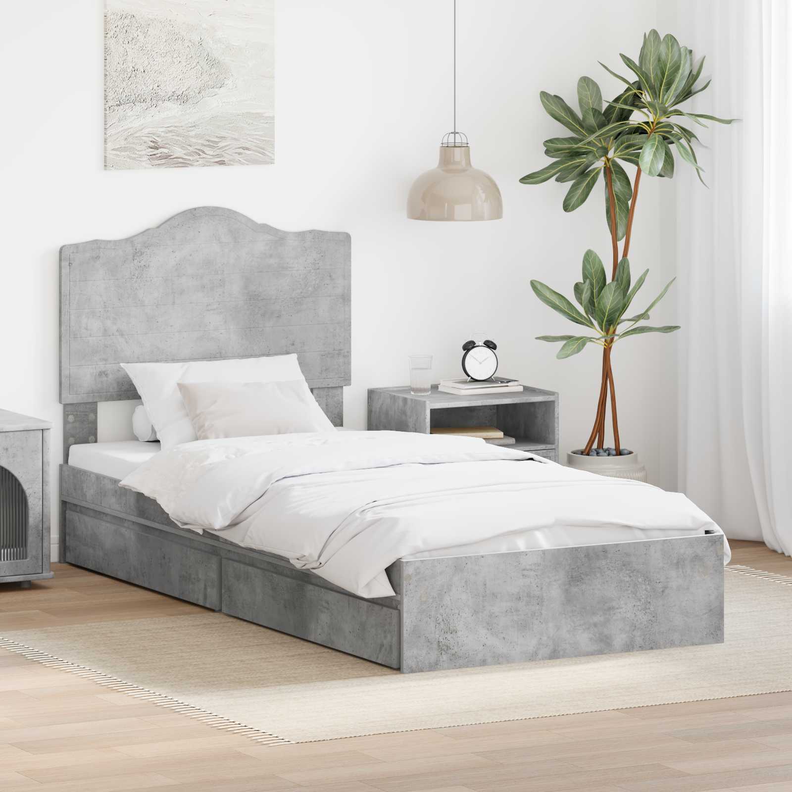 vidaXL Bedframe met lade met hoofdeinde Wit 200 x 200 cm Bewerkt hout
