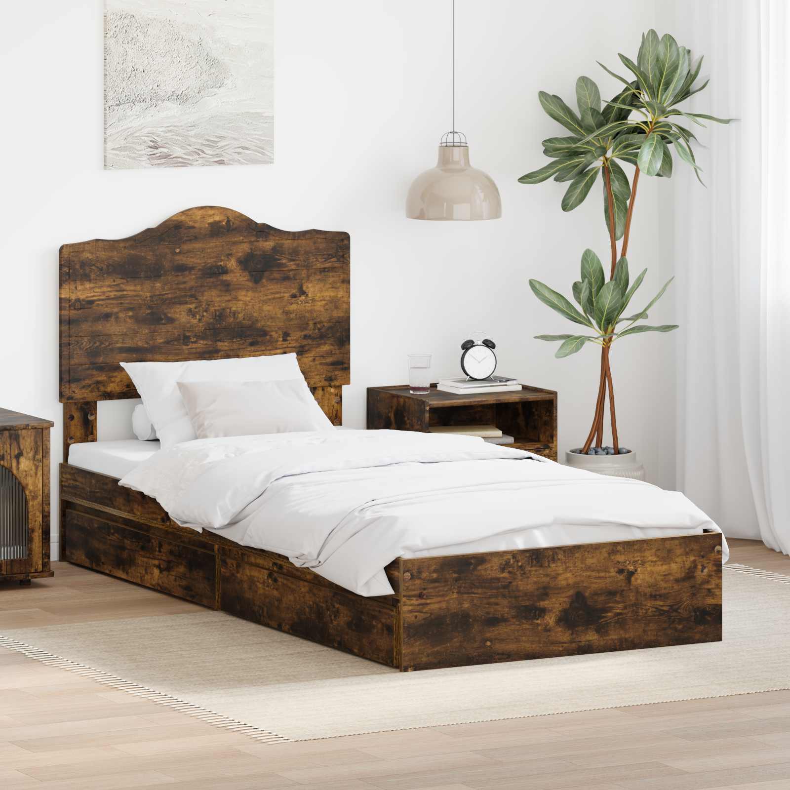 vidaXL Bedframe met lade met hoofdeinde Wit 200 x 200 cm Bewerkt hout