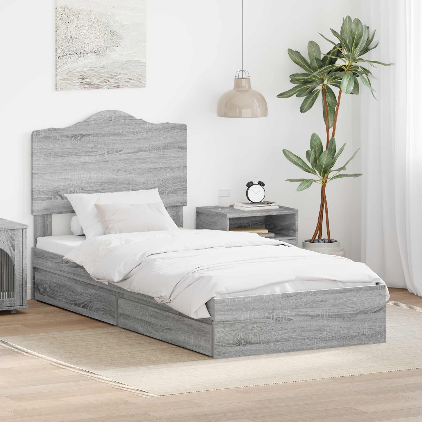 vidaXL Bedframe met lade met hoofdeinde Wit 200 x 200 cm Bewerkt hout