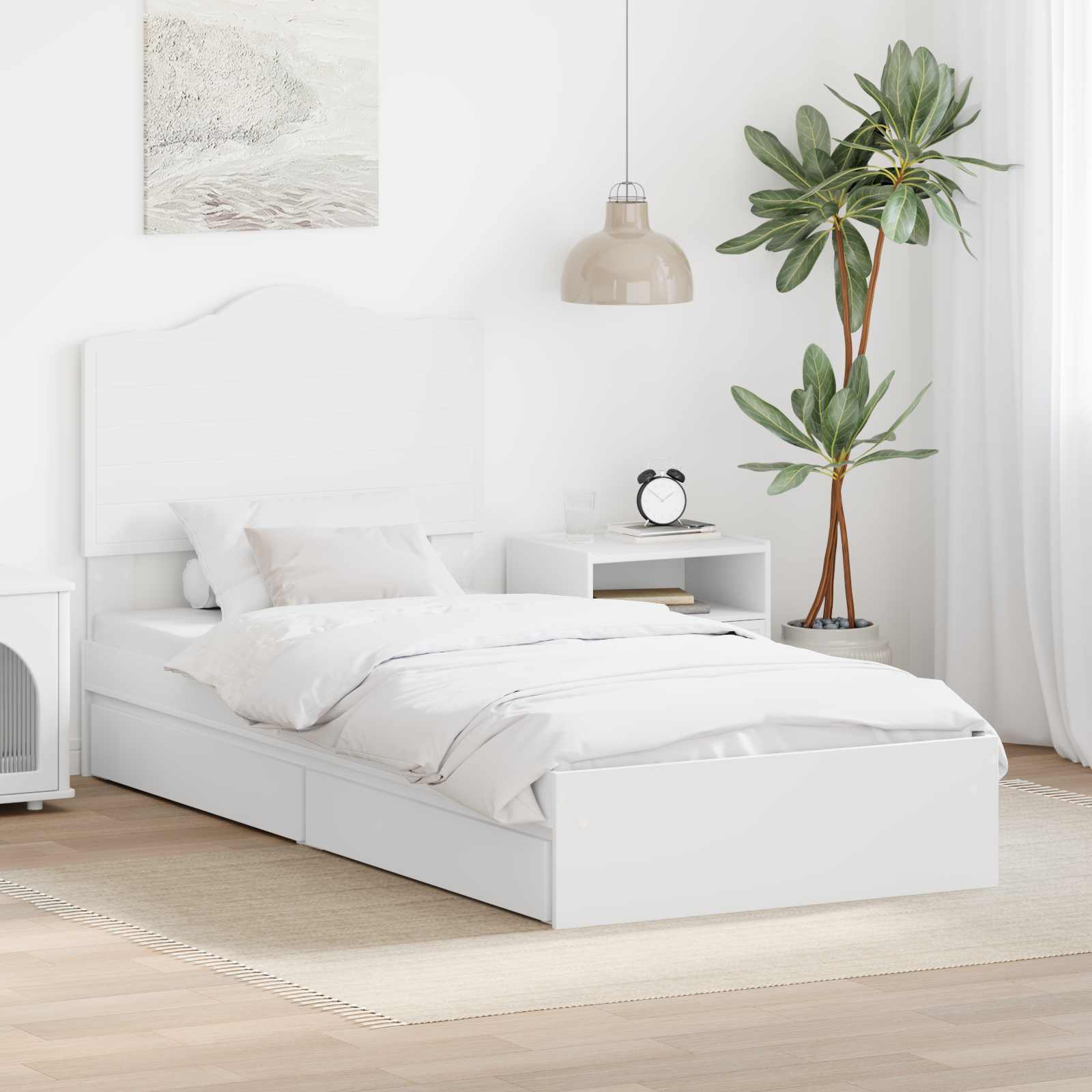 vidaXL Bedframe met lade met hoofdeinde Wit 200 x 200 cm Bewerkt hout