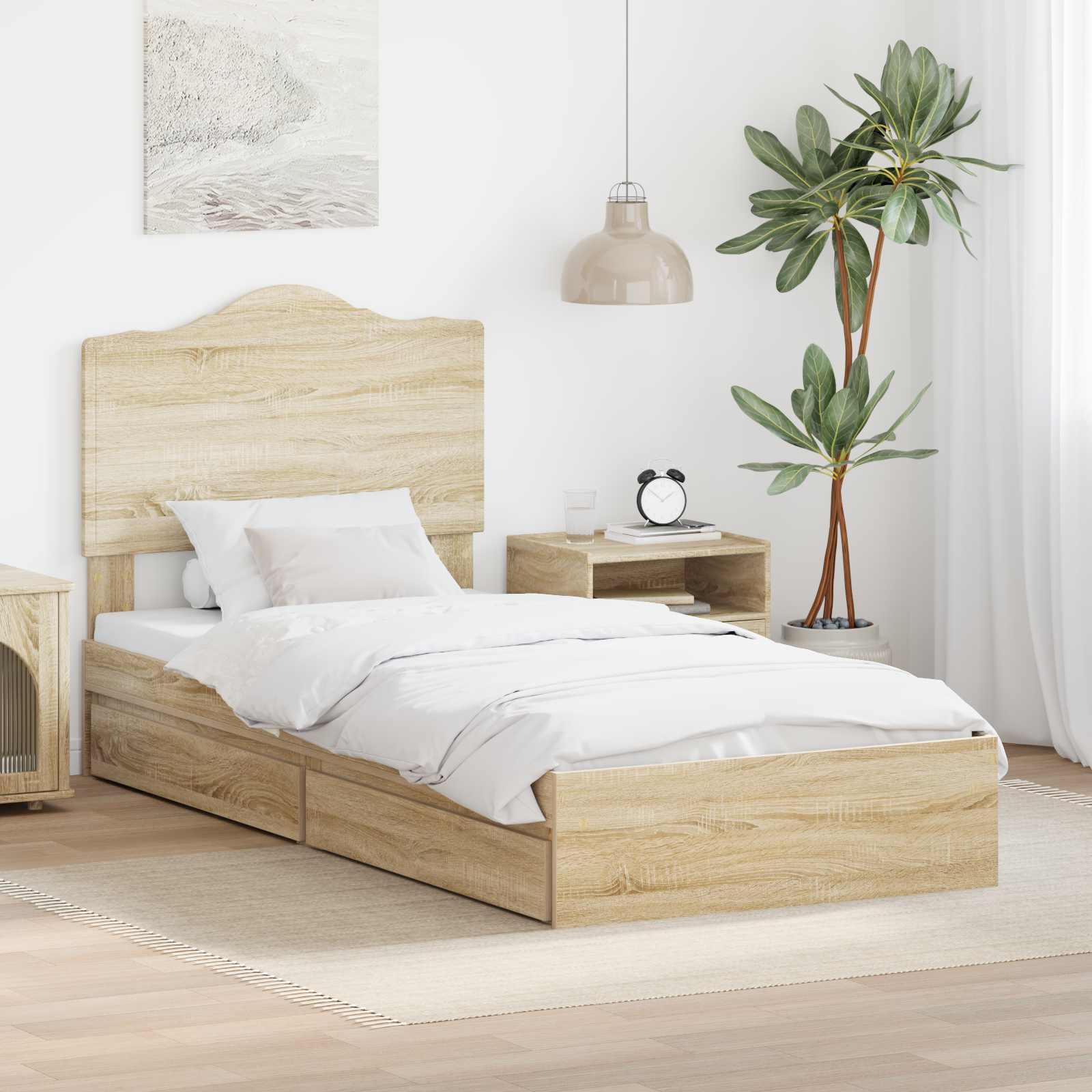 vidaXL Bedframe met lade met hoofdeinde Wit 200 x 200 cm Bewerkt hout
