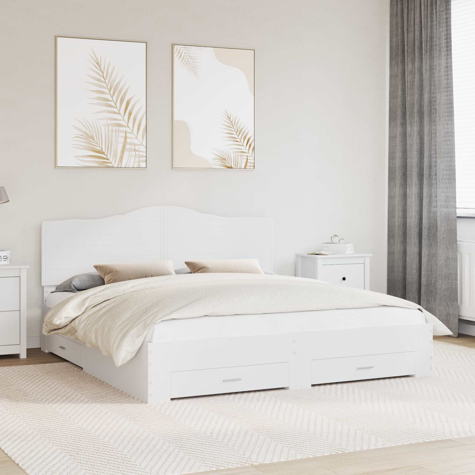 vidaXL Bedframe met hoofdeinde Zwart 200 x 200 cm Bewerkt hout