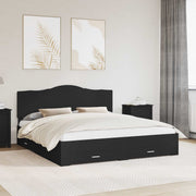 vidaXL Bedframe met hoofdeinde Zwart 200 x 200 cm Bewerkt hout