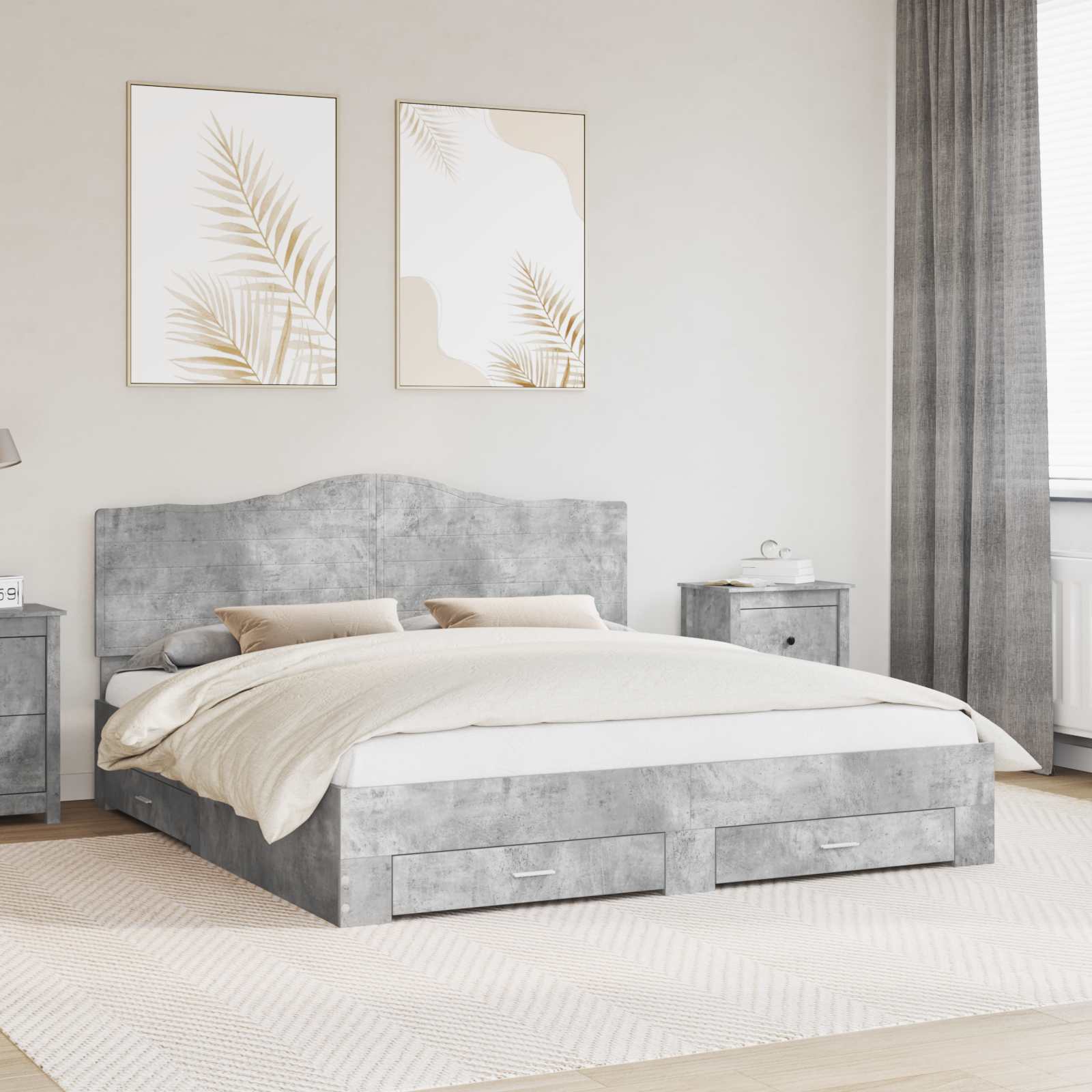vidaXL Bedframe met hoofdeinde Zwart 200 x 200 cm Bewerkt hout