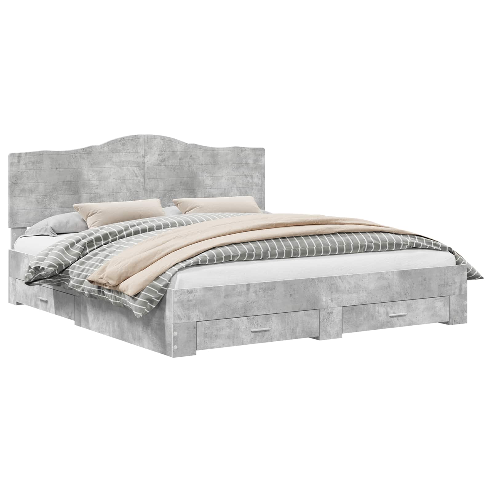 vidaXL Bedframe met hoofdeinde Zwart 200 x 200 cm Bewerkt hout