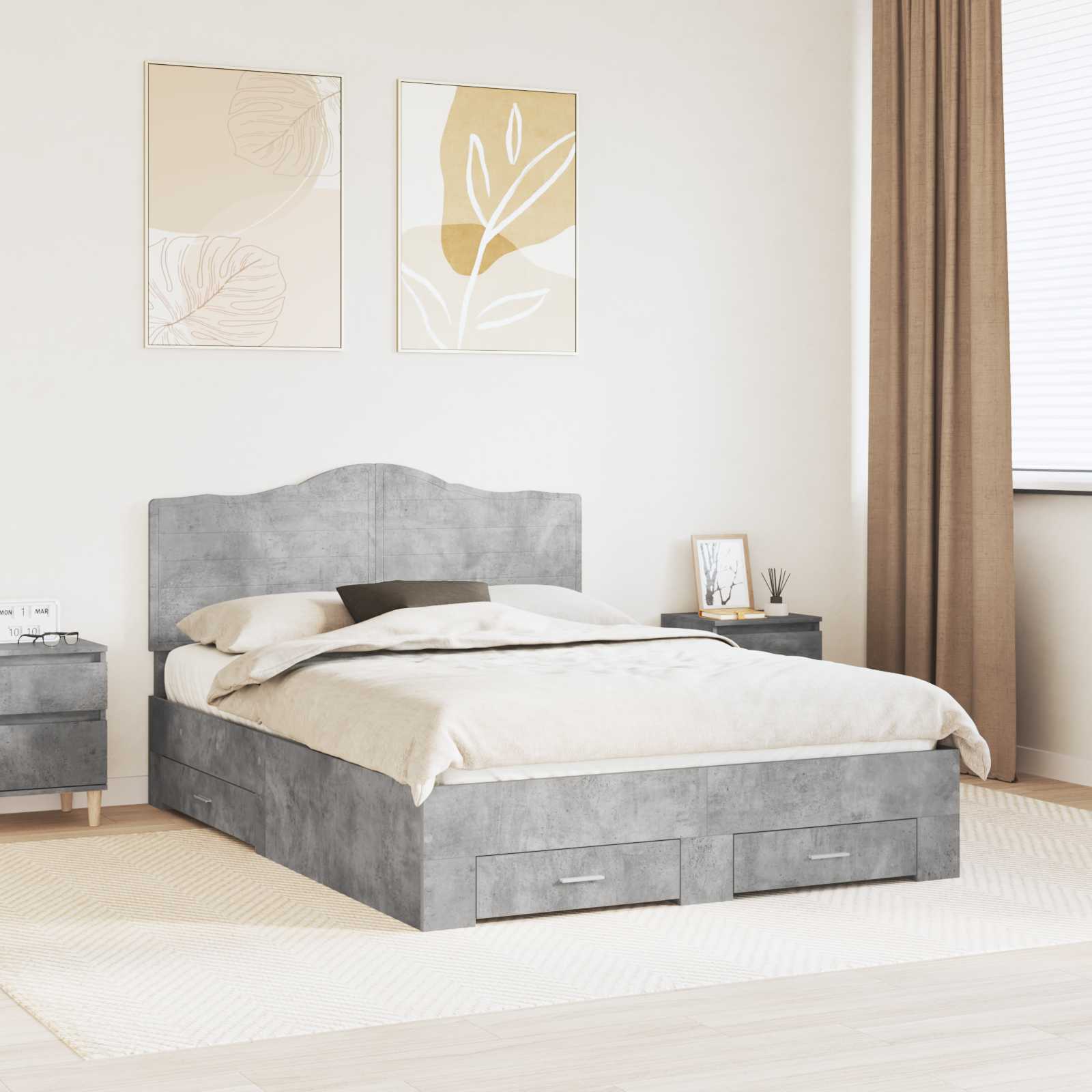 vidaXL Bedframe met hoofdeinde Zwart 200 x 200 cm Bewerkt hout