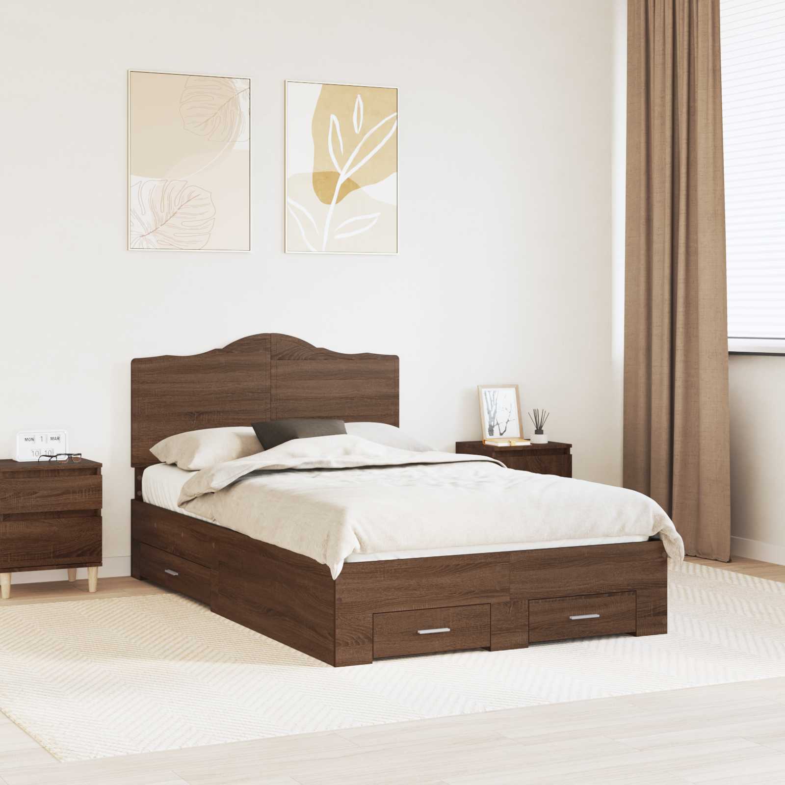 vidaXL Bedframe met hoofdeinde Zwart 200 x 200 cm Bewerkt hout
