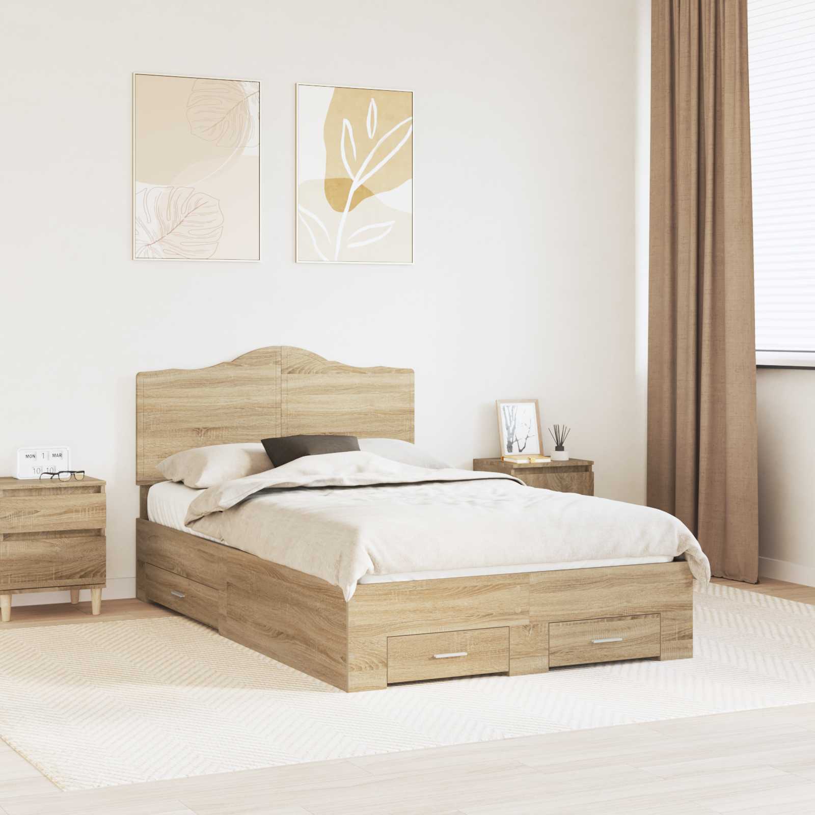 vidaXL Bedframe met hoofdeinde Zwart 200 x 200 cm Bewerkt hout