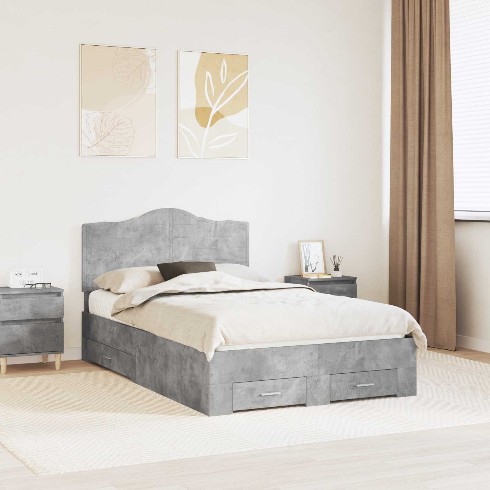 vidaXL Bedframe met hoofdeinde Zwart 200 x 200 cm Bewerkt hout