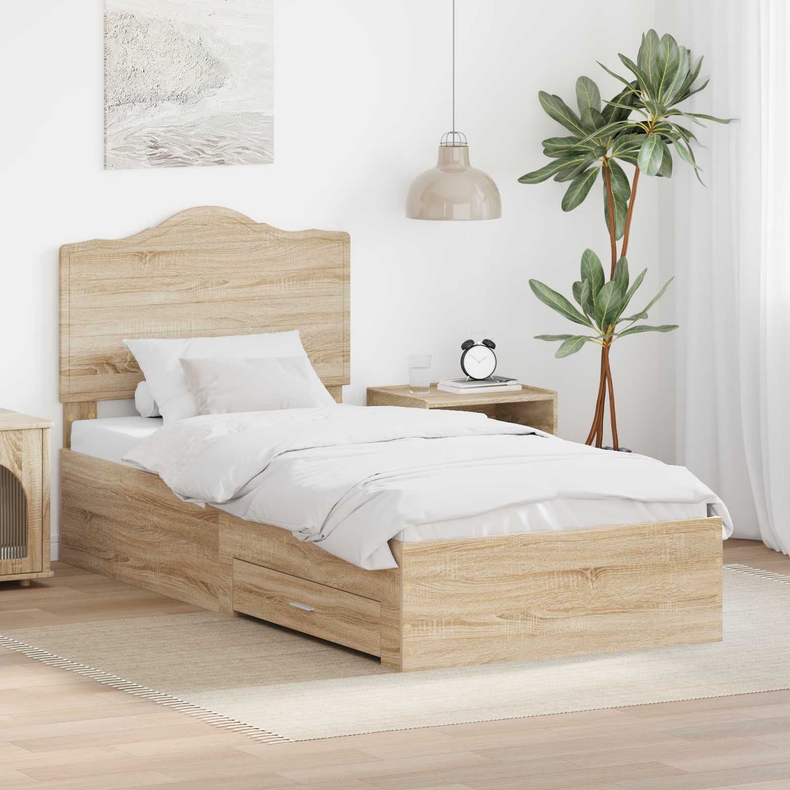 vidaXL Bedframe met hoofdeinde Zwart 200 x 200 cm Bewerkt hout