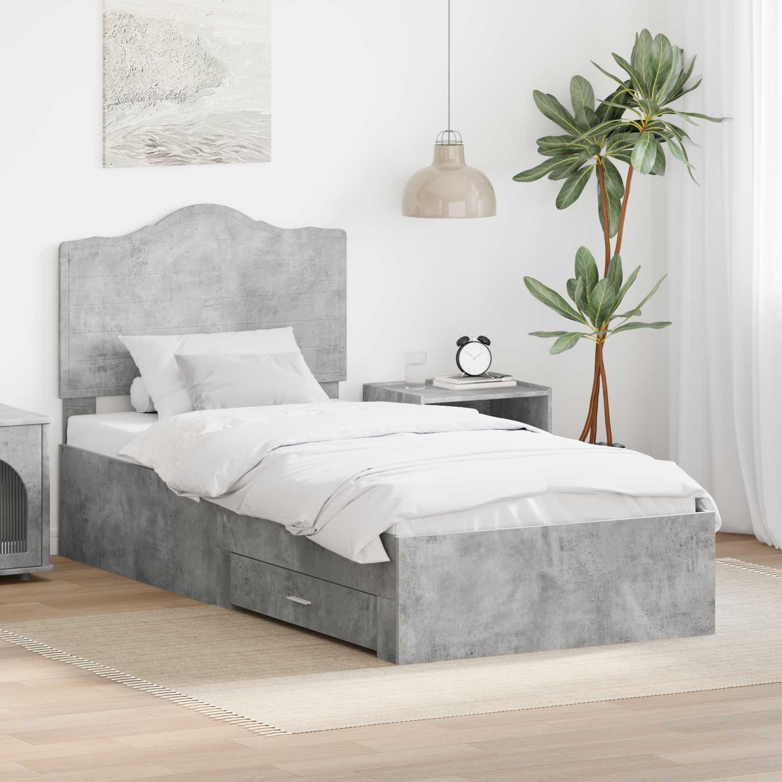 vidaXL Bedframe met hoofdeinde Zwart 200 x 200 cm Bewerkt hout