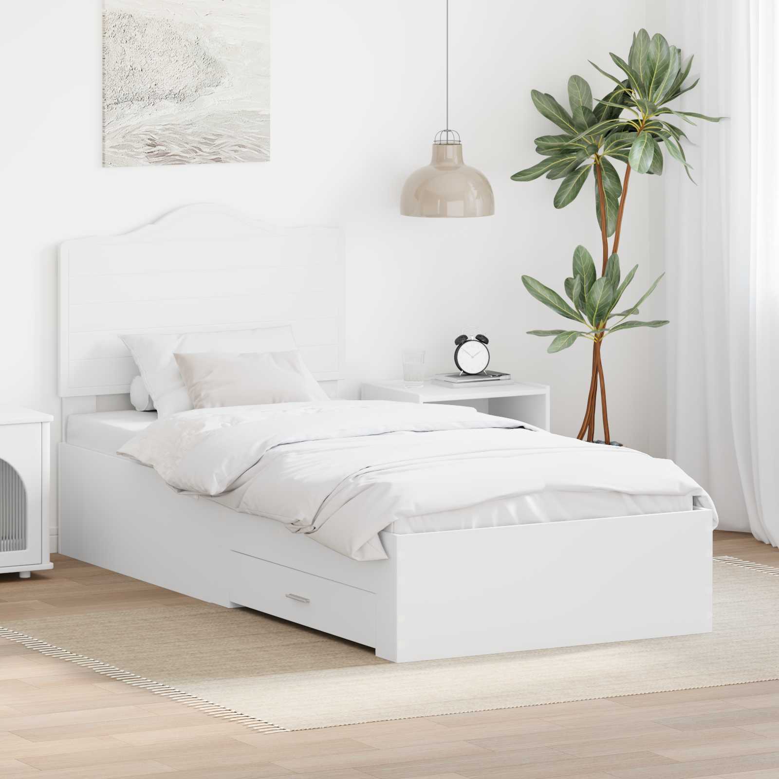 vidaXL Bedframe met hoofdeinde Zwart 200 x 200 cm Bewerkt hout