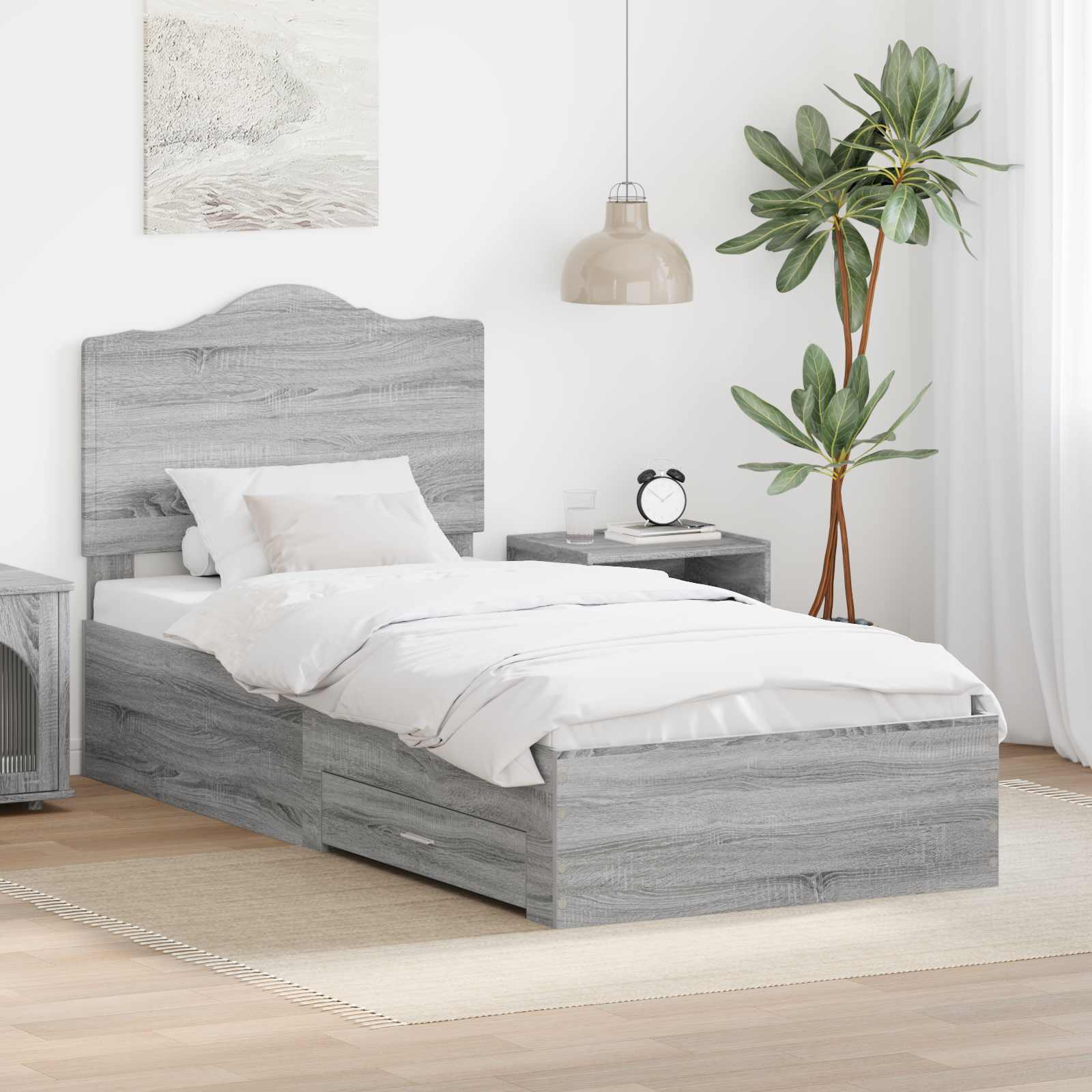 vidaXL Bedframe met hoofdeinde Zwart 200 x 200 cm Bewerkt hout