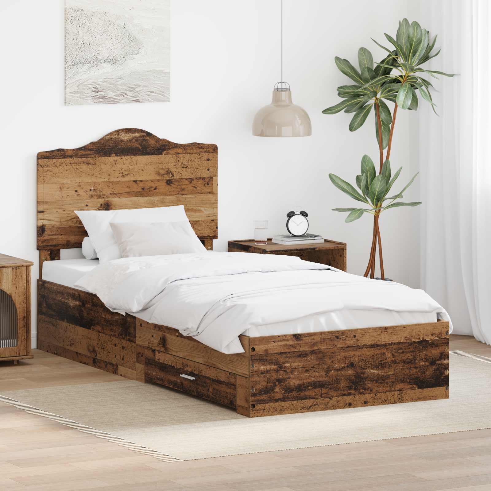 vidaXL Bedframe met hoofdeinde Zwart 200 x 200 cm Bewerkt hout