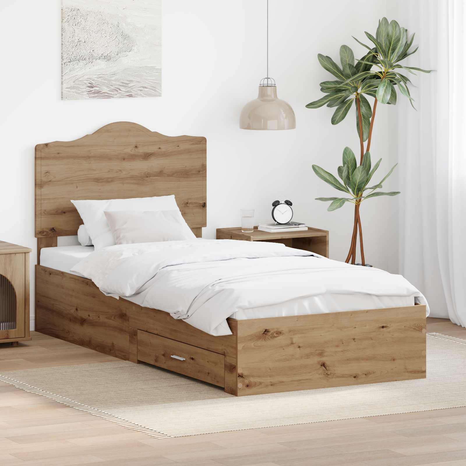 vidaXL Bedframe met hoofdeinde Zwart 200 x 200 cm Bewerkt hout