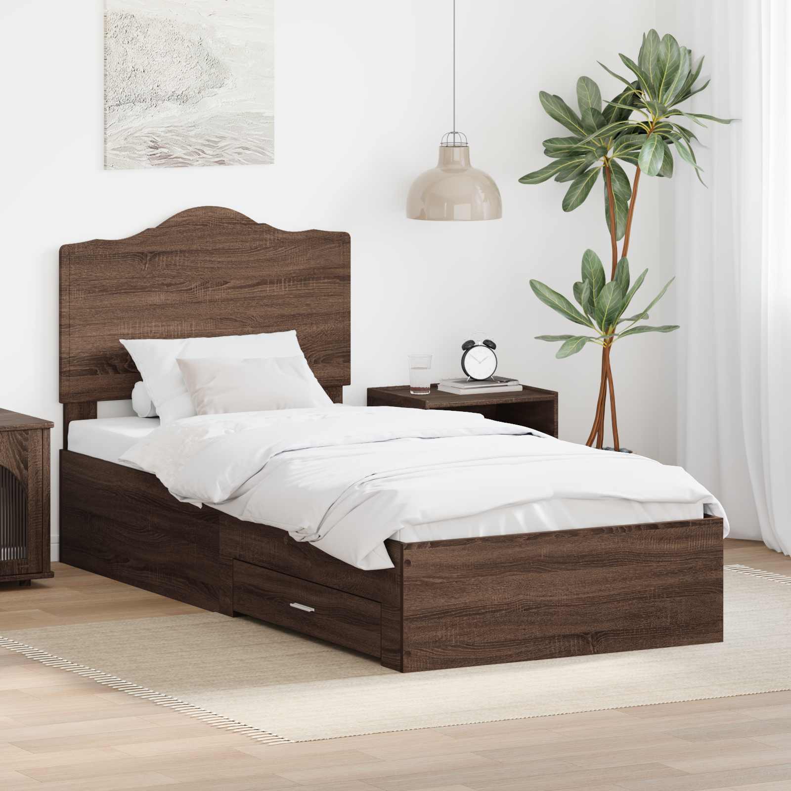 vidaXL Bedframe met hoofdeinde Zwart 200 x 200 cm Bewerkt hout