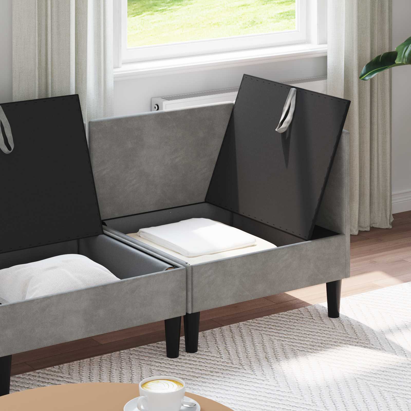 vidaXL Woonkamer Meubelset met kussen 3 pcs Lichtgrijs Fluweel