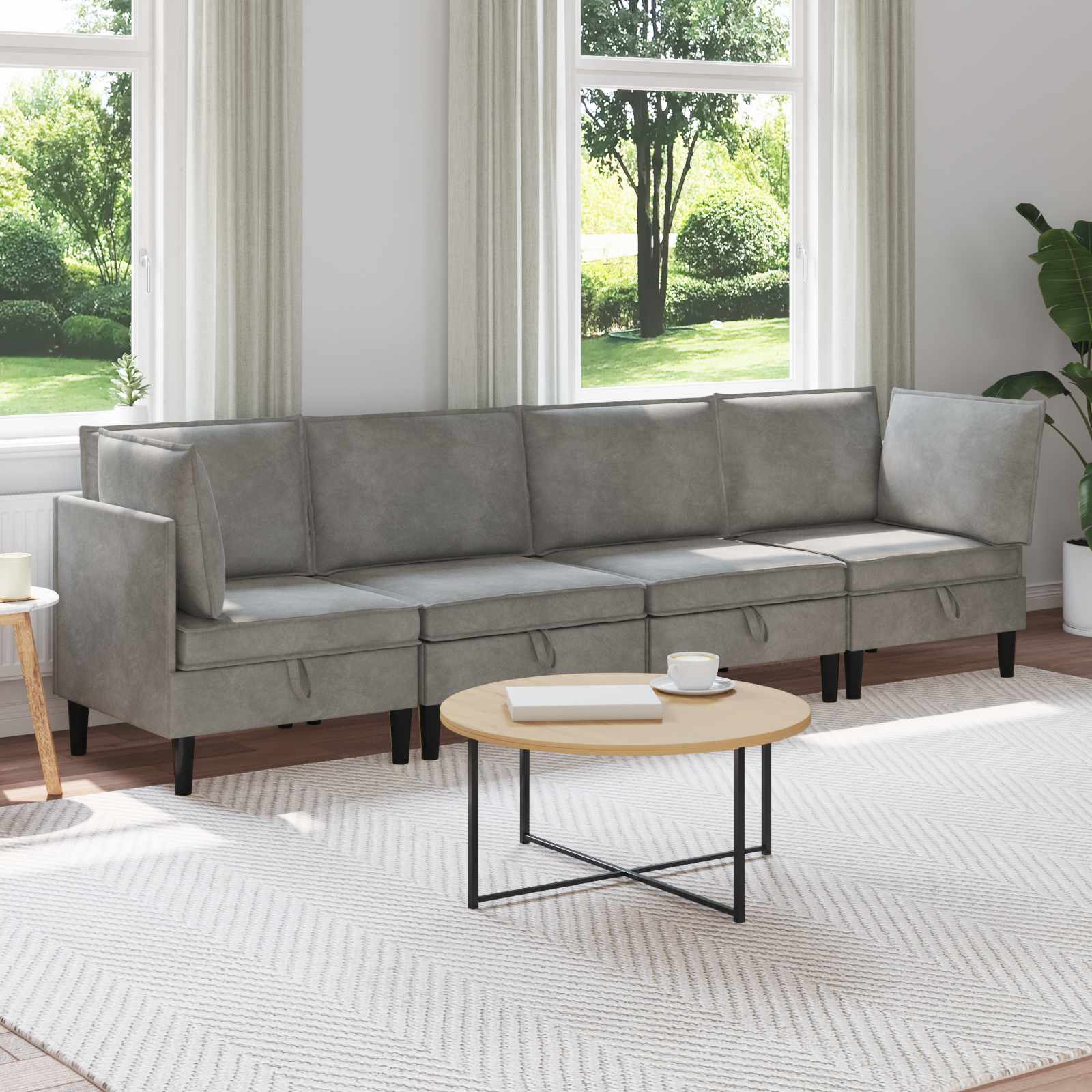vidaXL Woonkamer Meubelset met kussen 3 pcs Lichtgrijs Fluweel