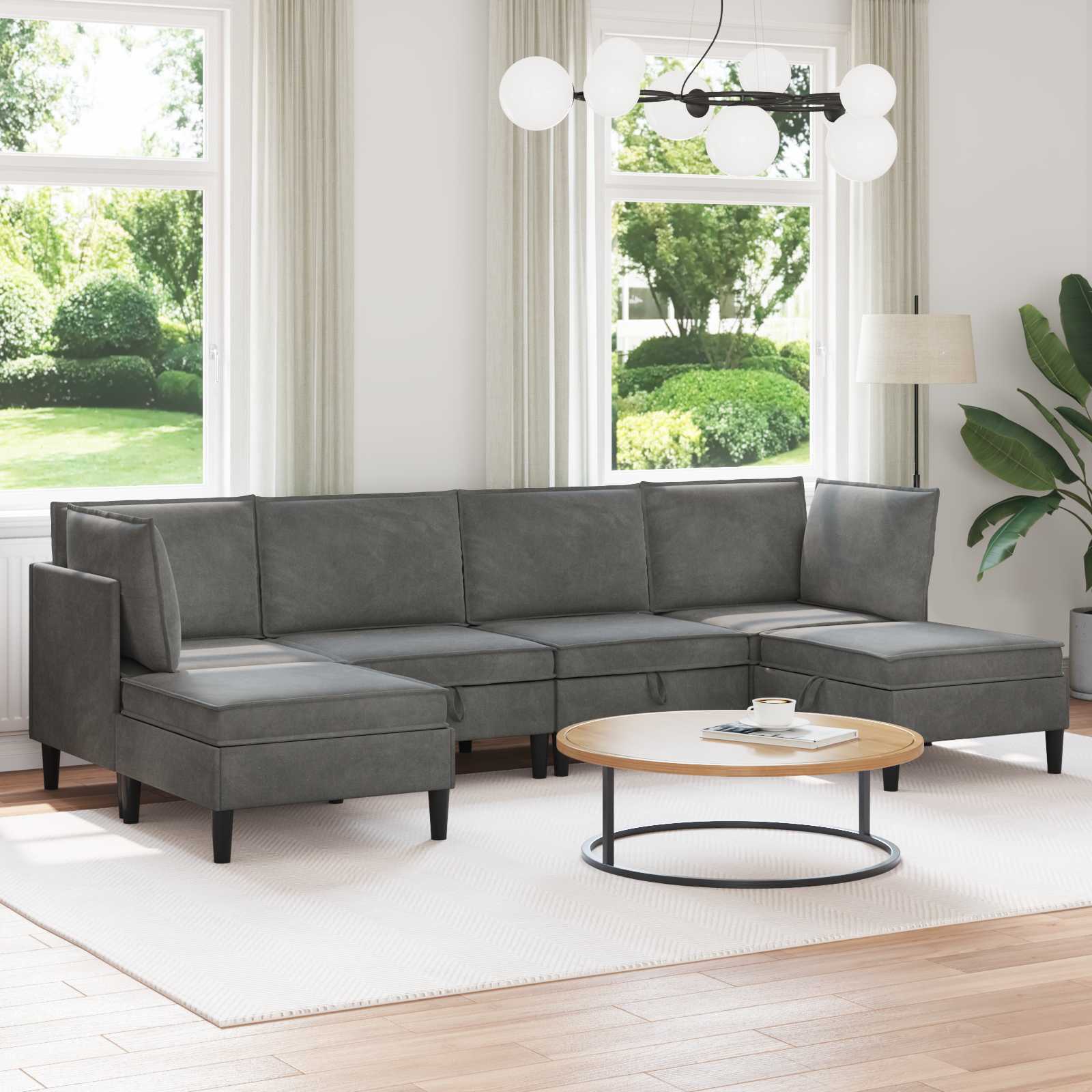 vidaXL Woonkamer Meubelset met kussen 3 pcs Lichtgrijs Fluweel