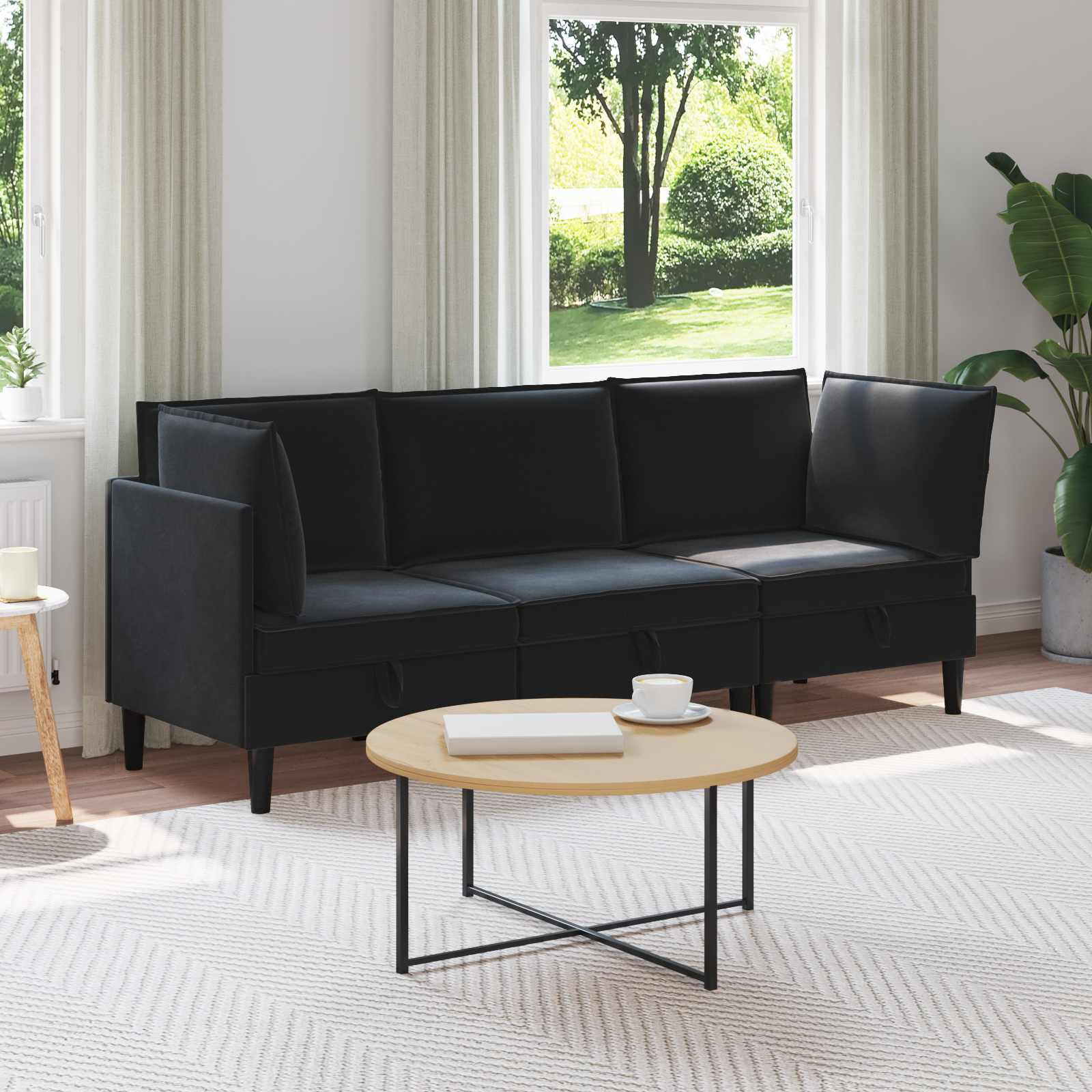 vidaXL Woonkamer Meubelset met kussen 3 pcs Lichtgrijs Fluweel