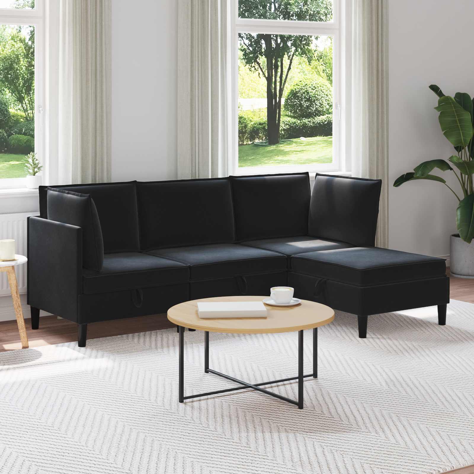 vidaXL Woonkamer Meubelset met kussen 3 pcs Lichtgrijs Fluweel