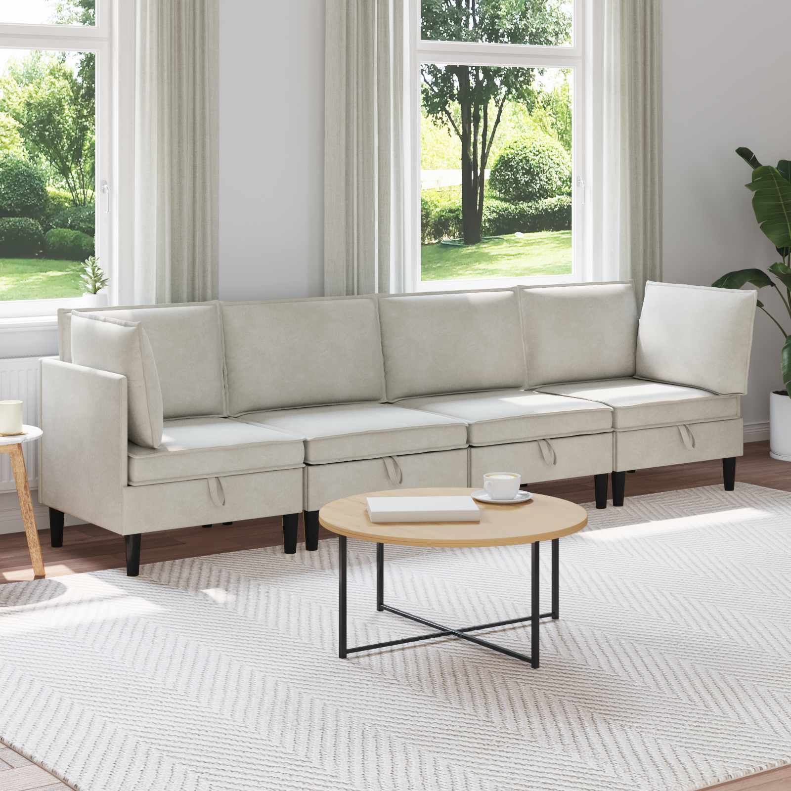 vidaXL Woonkamer Meubelset met kussen 3 pcs Lichtgrijs Fluweel