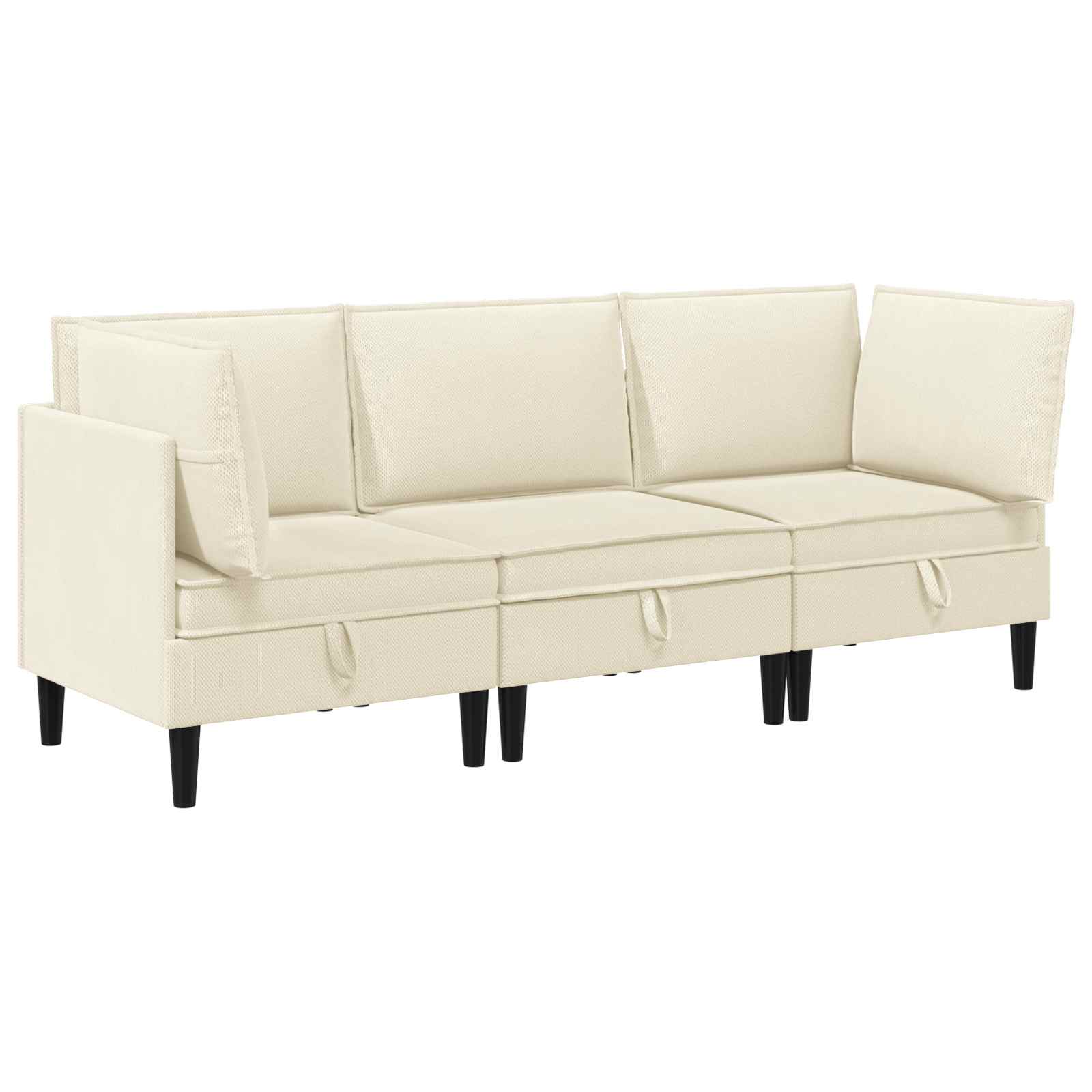 vidaXL Woonkamer Meubelset 3 pcs Crèmekleurig Stof