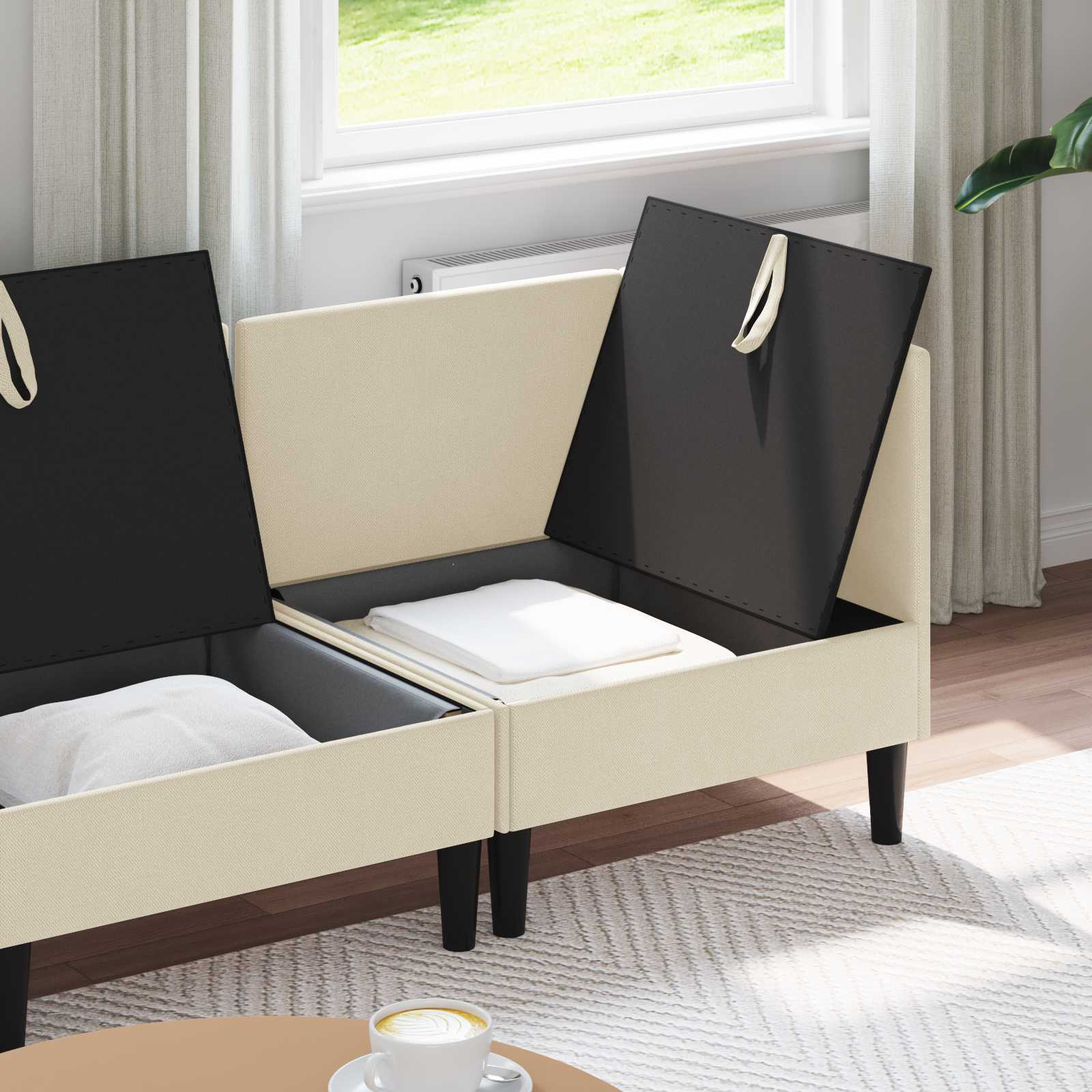 vidaXL Woonkamer Meubelset 3 pcs Crèmekleurig Stof